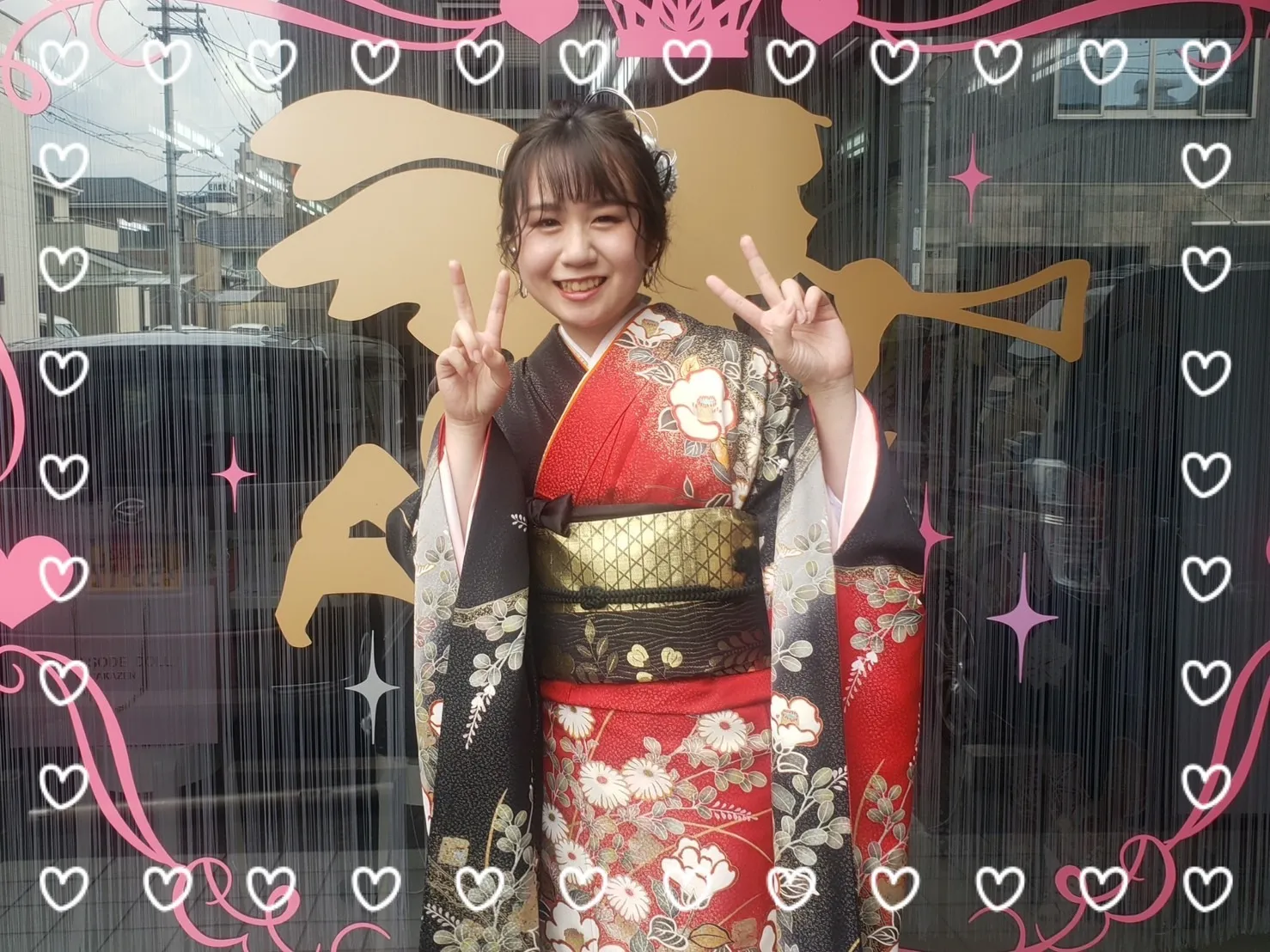 振袖　前撮り撮影会　レンタル　奈良　かわいい　オシャレ　イマドキ　ママ振袖　赤