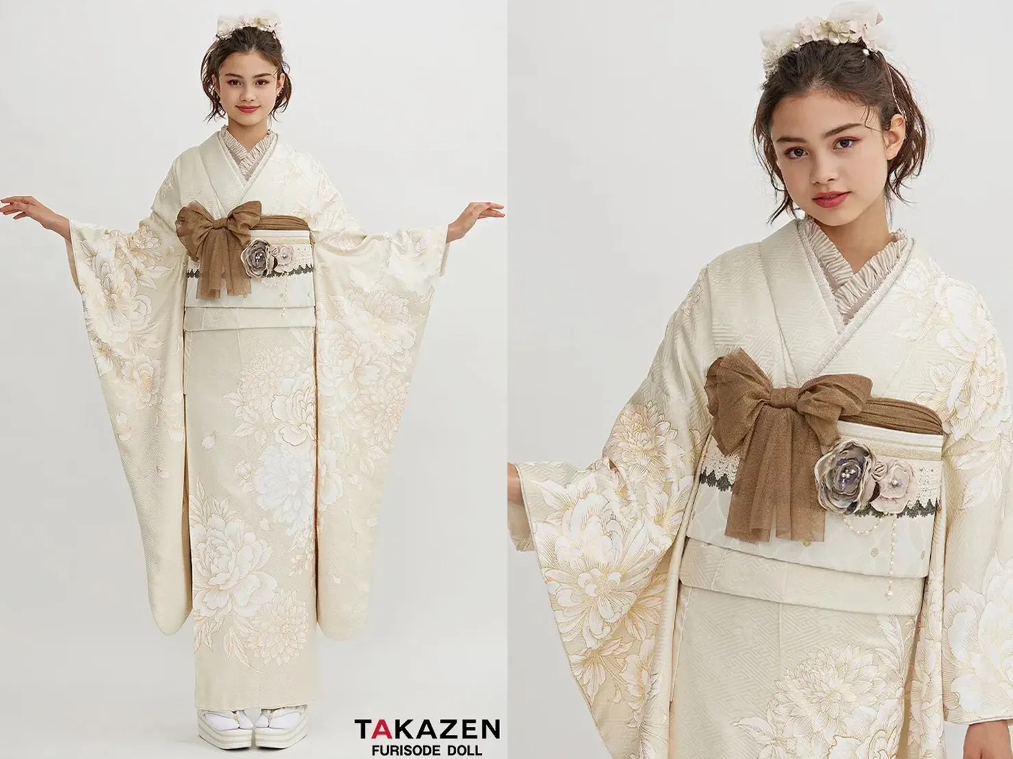 振袖　レンタル　奈良　くすみ　くすみガーリー　クリーム　シンプル　ニュアンスカラー