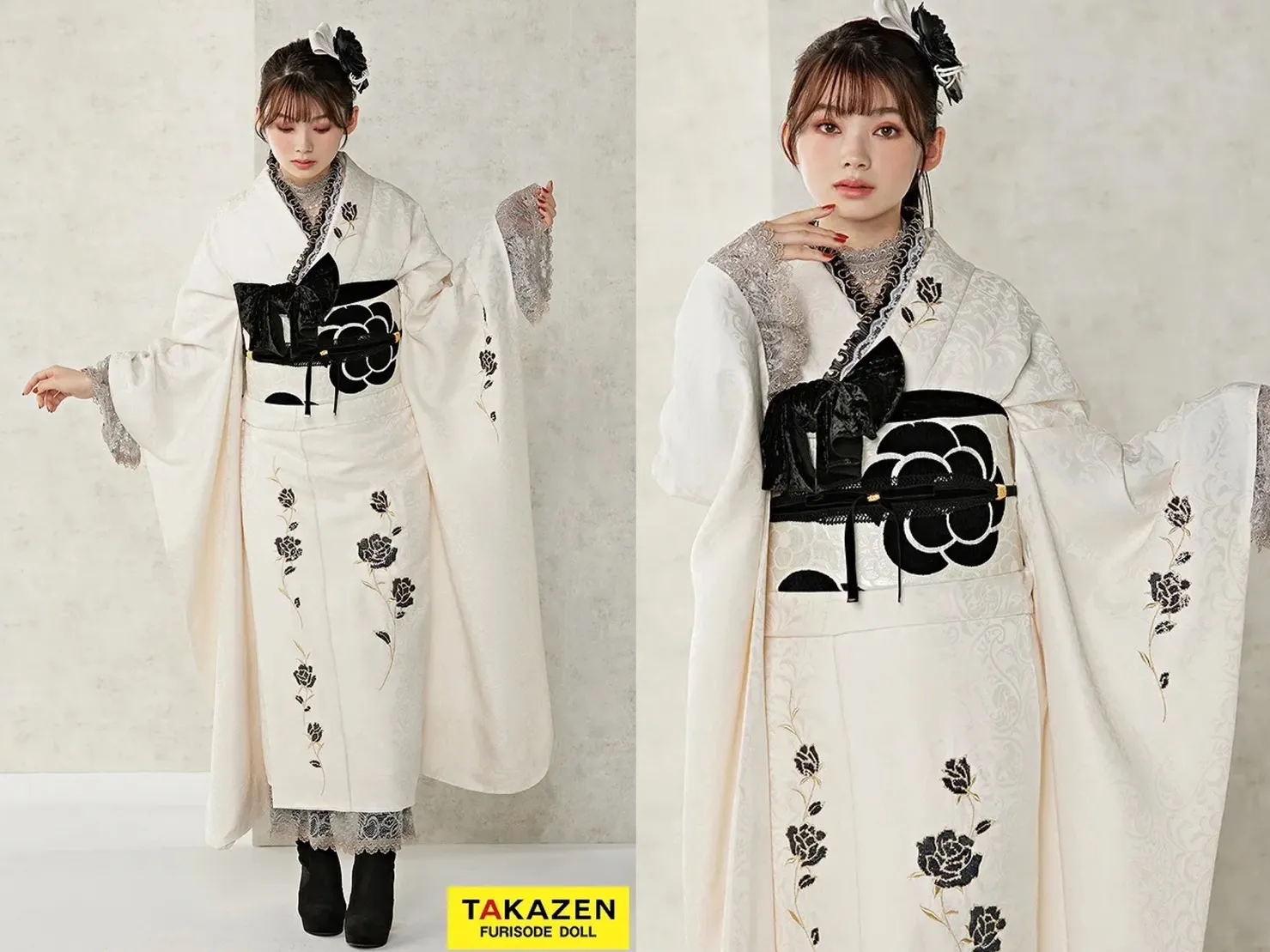 振袖　レンタル　奈良　白　シンプル　ヴィンテージ　イマドキ　オシャレ