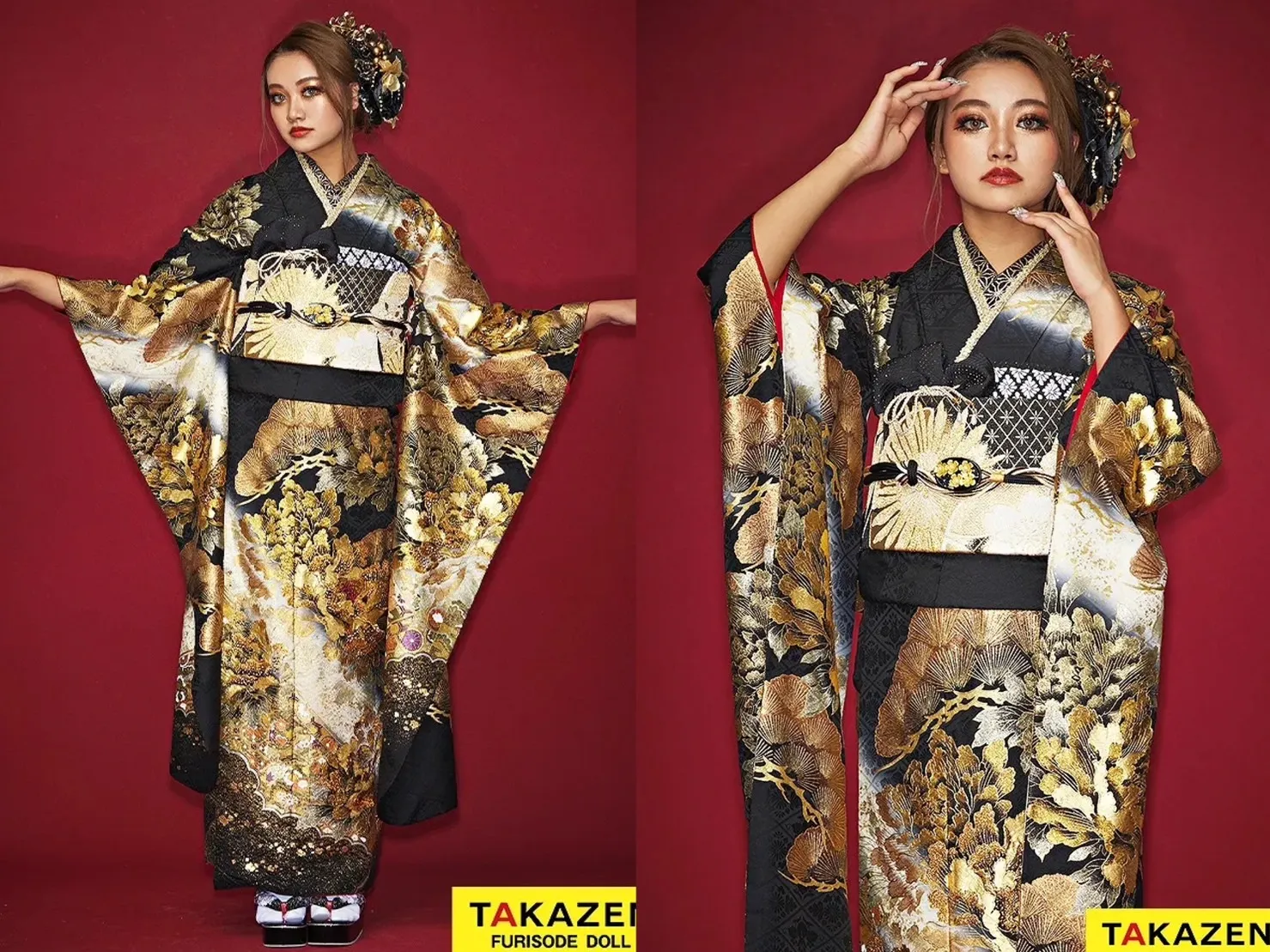 振袖　レンタル　奈良　渋い　かっこいい　ジャパンモード　黒　金　ゴールド