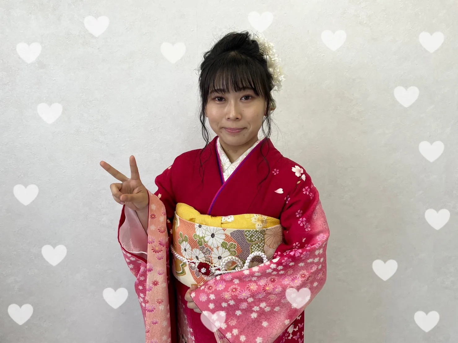 振袖レンタル　奈良　橿原　かわいい　おしゃれ　古典　赤色