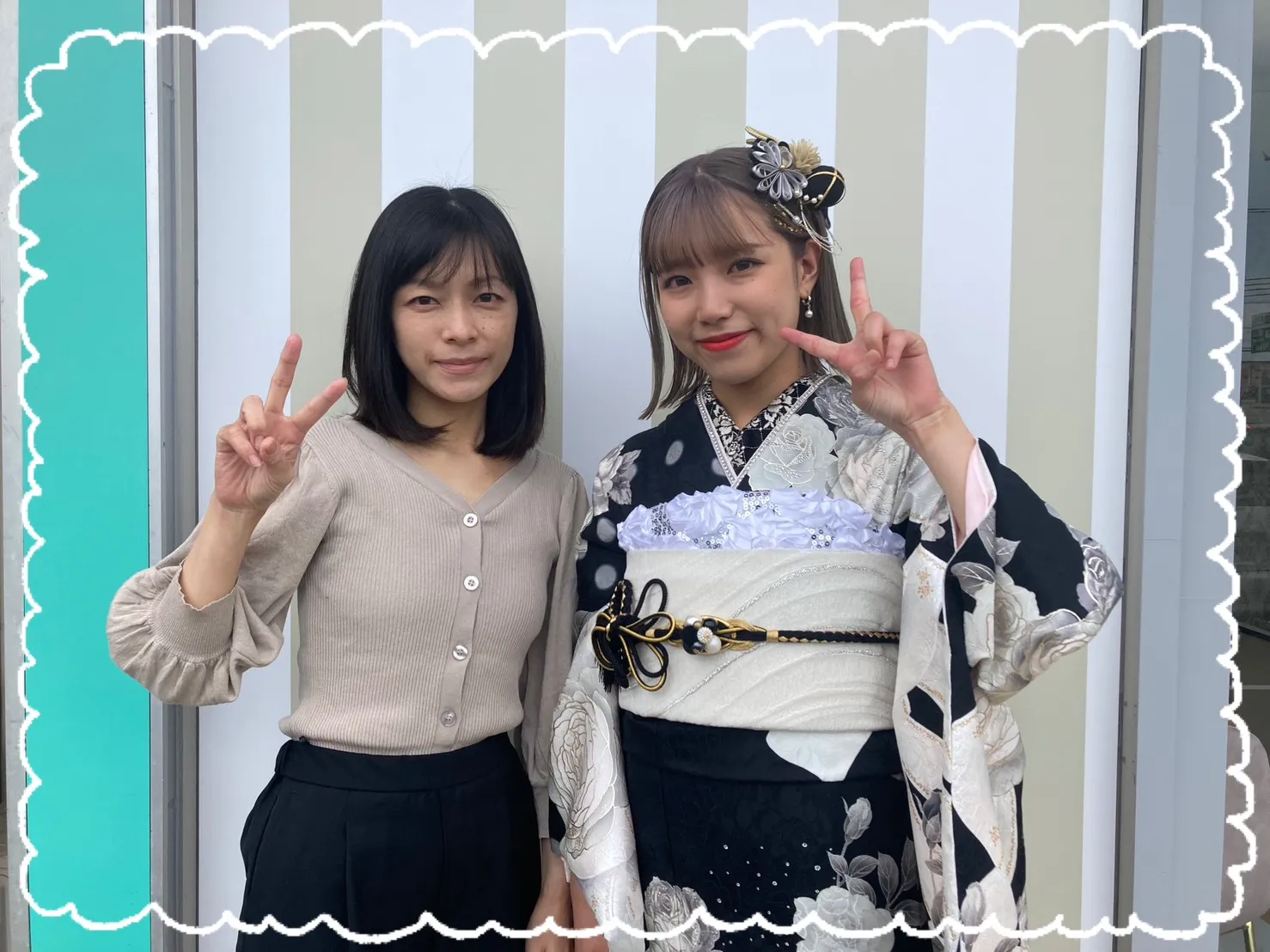 振袖　振袖レンタル　奈良　橿原　白　黒　リボン　かわいい　おしゃれ　イマドキ