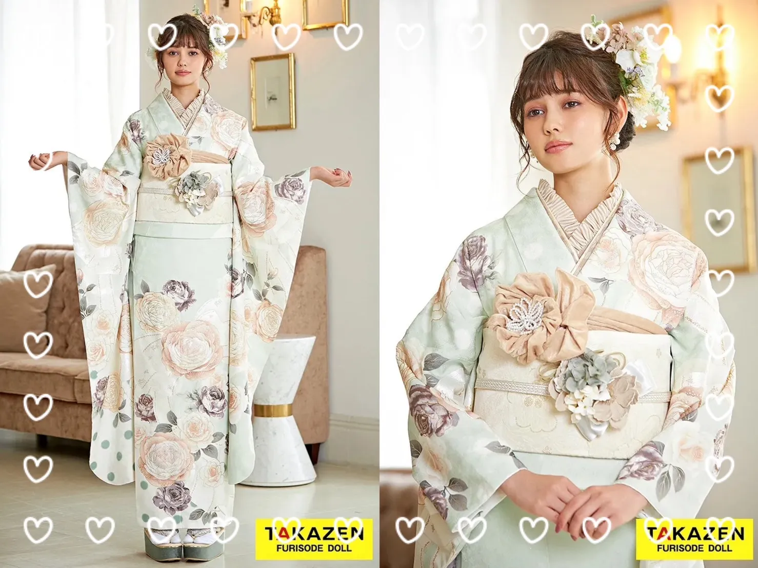 振袖　レンタル　奈良　前撮り撮影会　かわいい　グリーン　きらきら