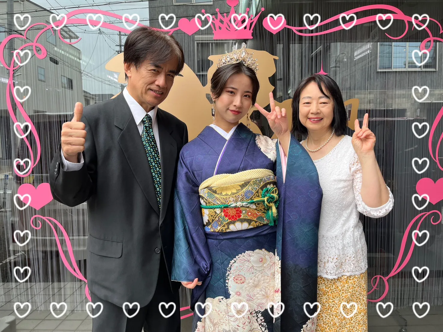 振袖　前撮り撮影会　レンタル　奈良　かわいい　オシャレ　イマドキ　ネイビー　ちいぽぽ