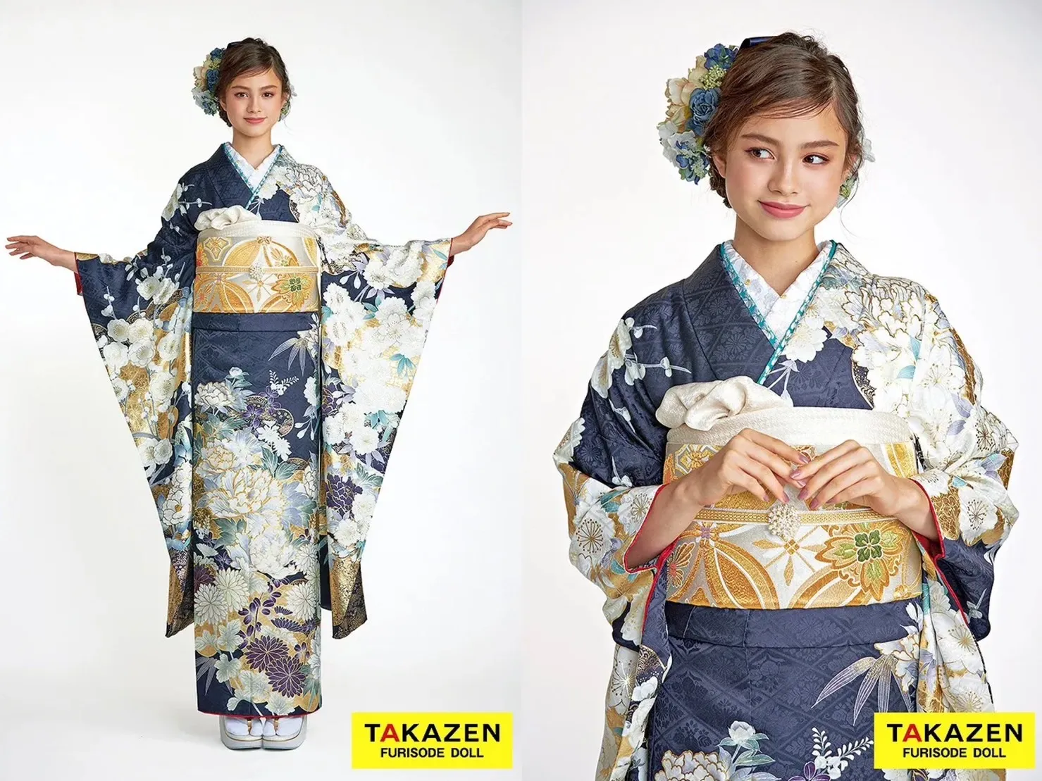 振袖　レンタル　奈良　ネイビー　紺　古典　綺麗　