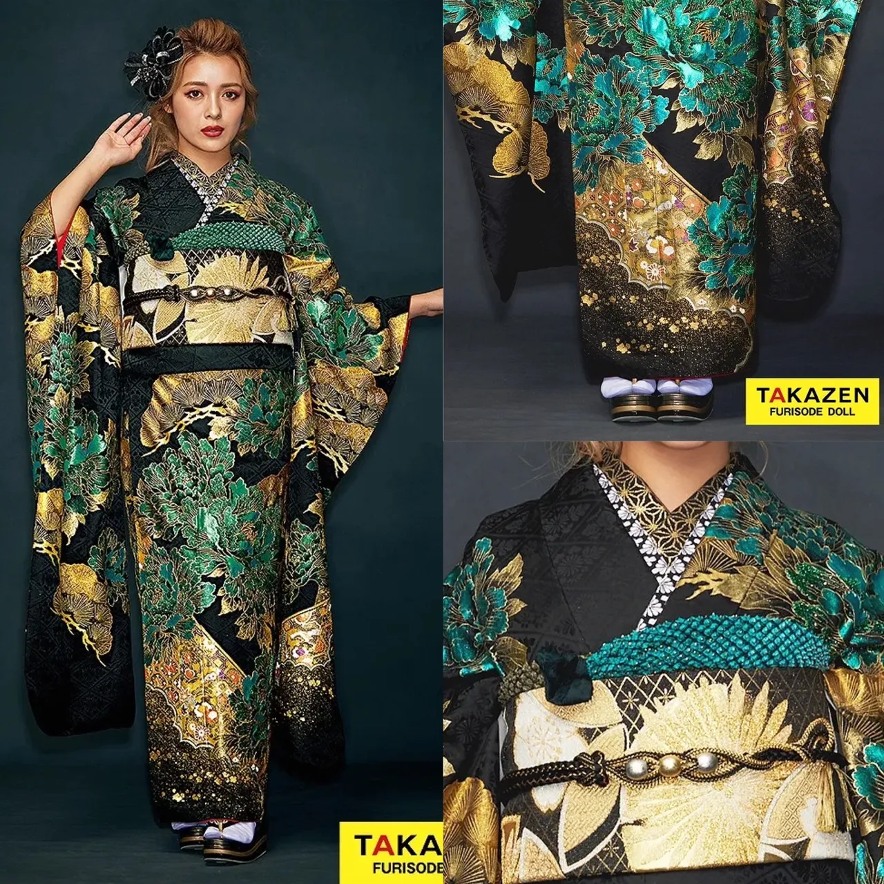 振袖レンタル　奈良　橿原　かわいい　おしゃれ　個性派　かわいい　かっこいい　イマドキ　グリーン　ジャパンモード