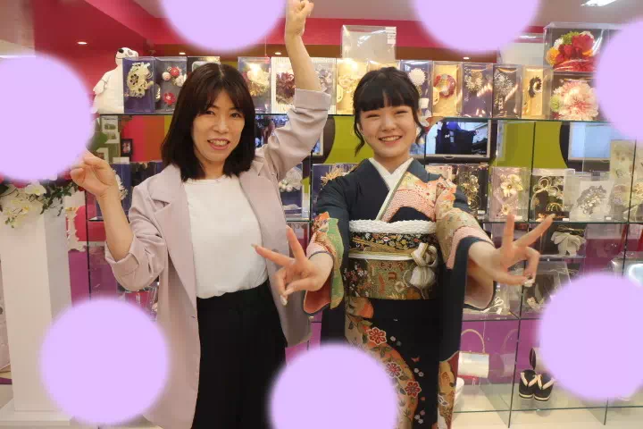 TAKAZEN神戸三宮店　前撮り撮影会　イマドキ　カワイイ　コディネート　振袖　レンタル　くすみ　派手　キラキラ　かわいい　おしゃれ　イマドキ　成人式　持込　ママ振　フォトプラン
