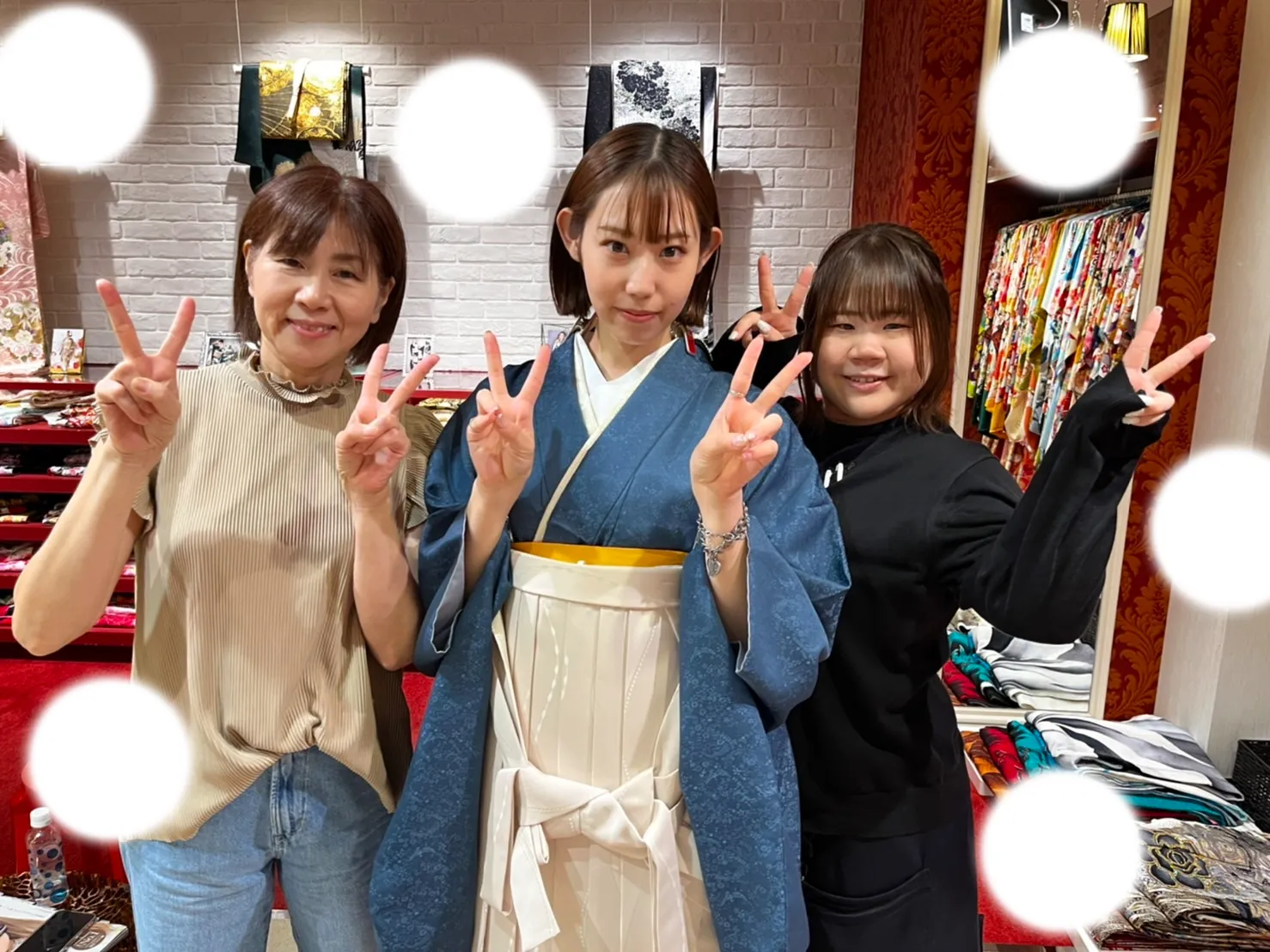 袴レンタル　ヴィンテージ　青無地　オシャレ