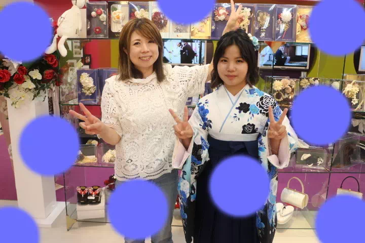 TAKAZEN神戸店　 卒業式　袴レンタル　カッコイイ　モード　青　前撮り撮影会　