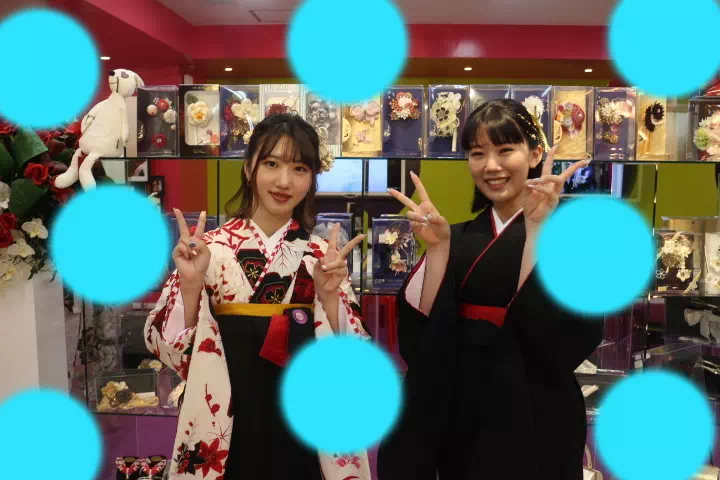 TAKAZEN神戸店　 卒業式　袴レンタル　カッコイイ　ヴィンテージスタイル　黒　前撮り撮影会　
