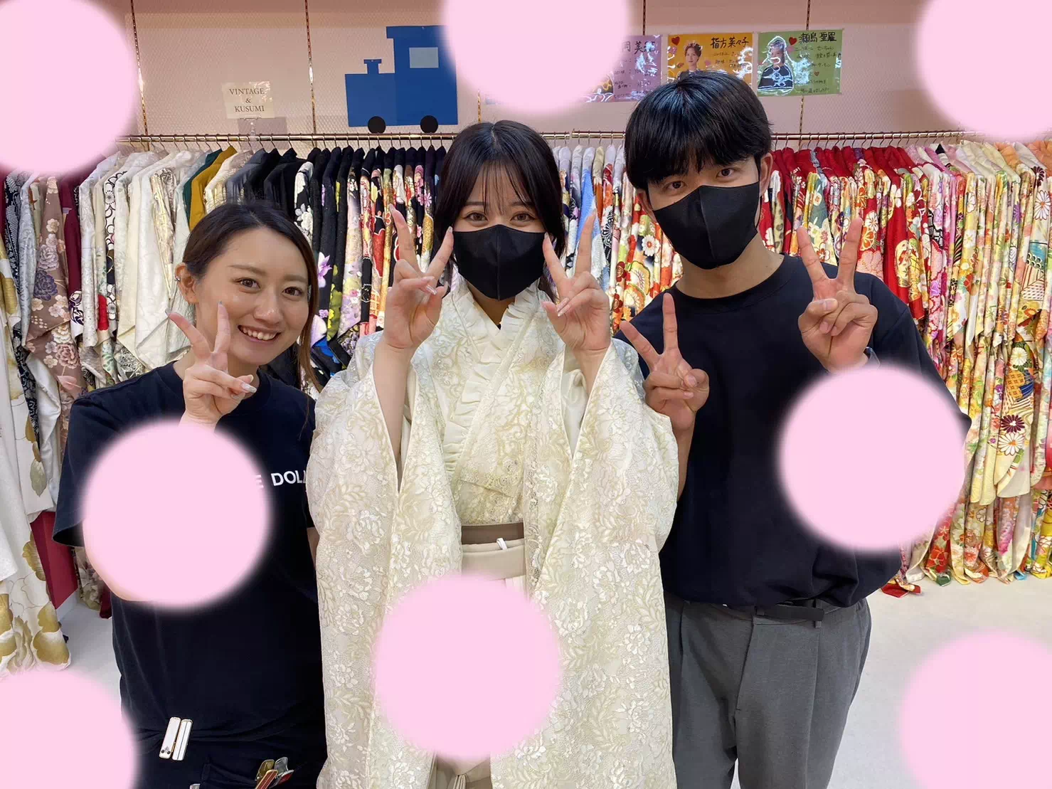 TAKAZEN神戸店　卒業式　袴レンタル　レース　白　ベージュ　フリル
