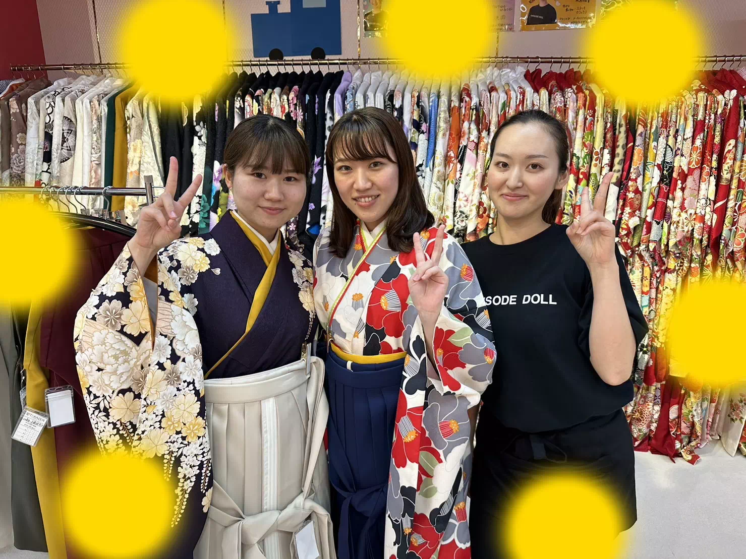 TAKAZEN神戸店　前撮り撮影会　卒業式　袴　古典　イマドキ　カワイイ　コディネート　くすみカラー　黒　ブラックコーデ