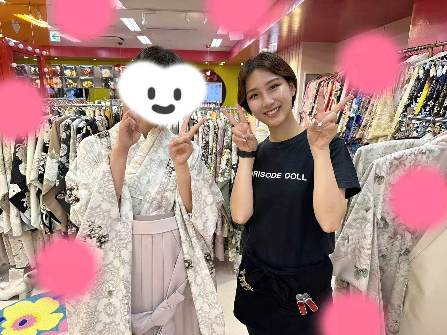 TAKAZEN神戸店　前撮り撮影会　イマドキ　カワイイ　コディネート　くすみカラー　袴　卒業式　ピンク　神戸市　西宮市　三田市　三木市　明石市