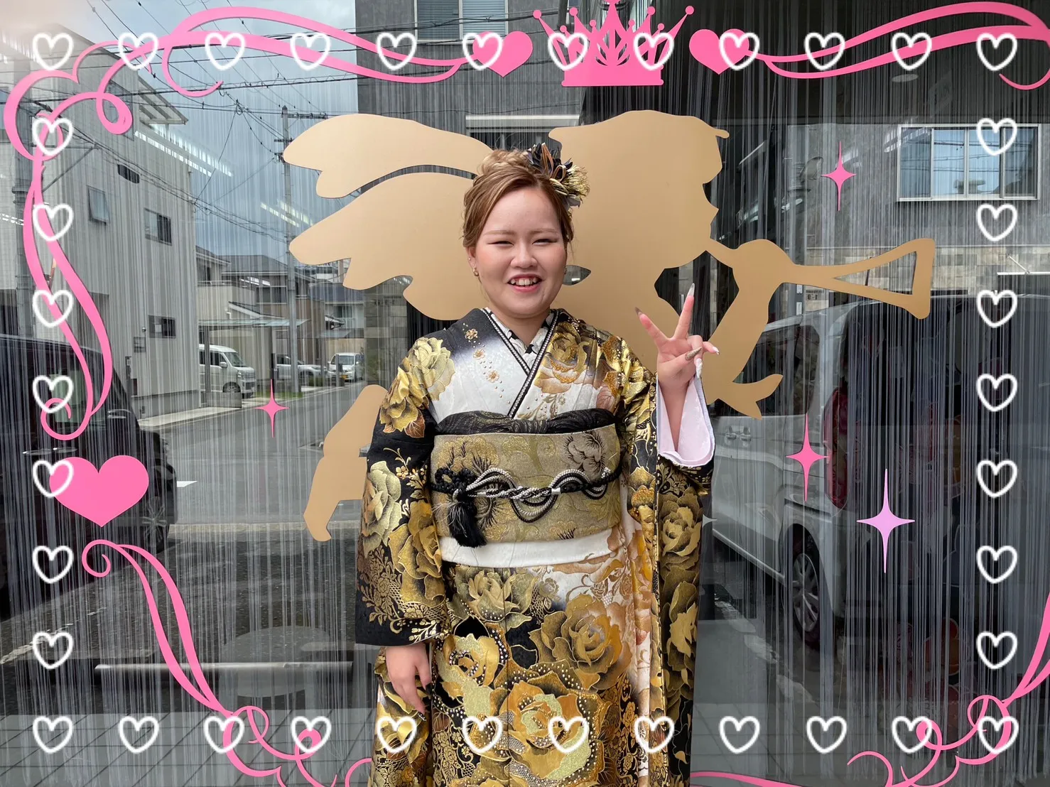 振袖　レンタル　奈良　モード系　ゴールド　ブラック　かっこいい