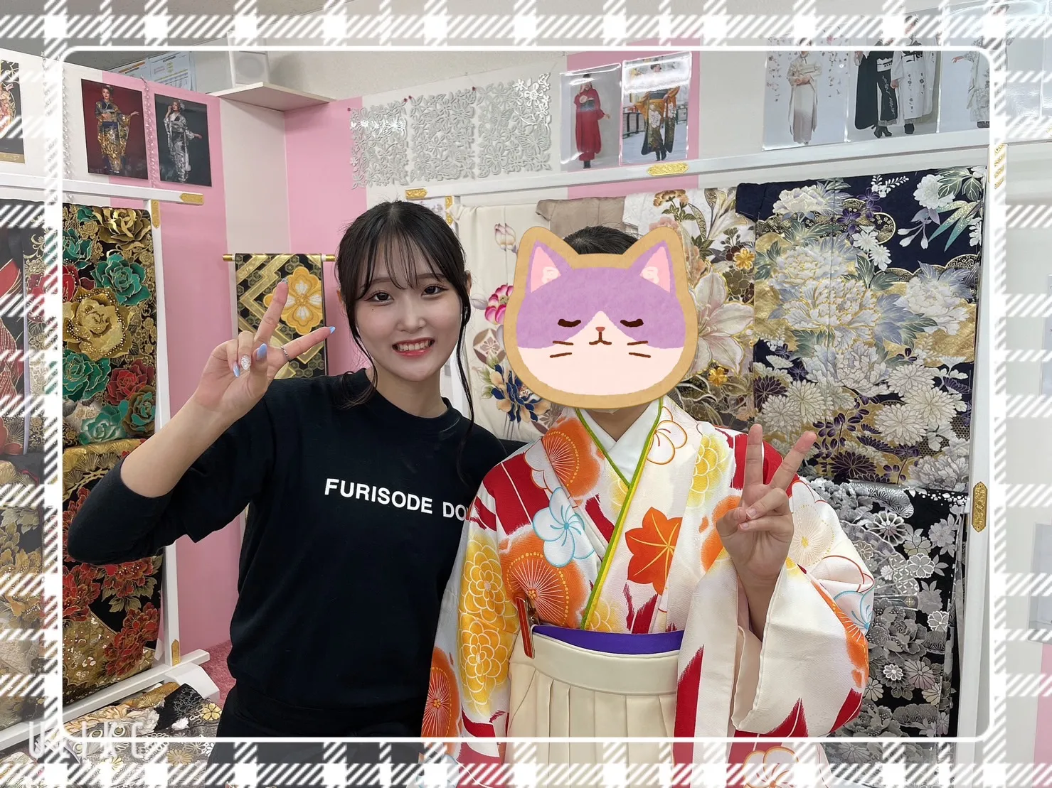 【TAKAZEN奈良店】15日♡古典柄でオレンジと赤と黄色で元気いっぱいなコーディネートの卒業式袴の姫ちゃん♡