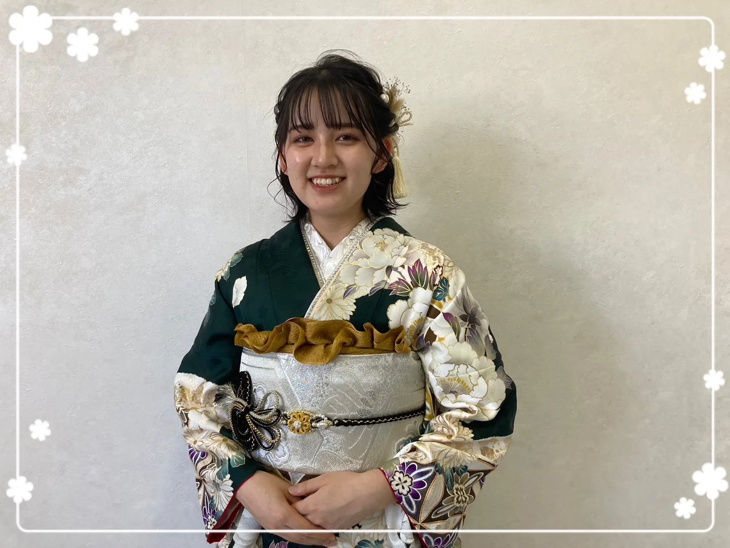 振袖レンタル　奈良　橿原　かわいい　古典　グリーン　上品　綺麗