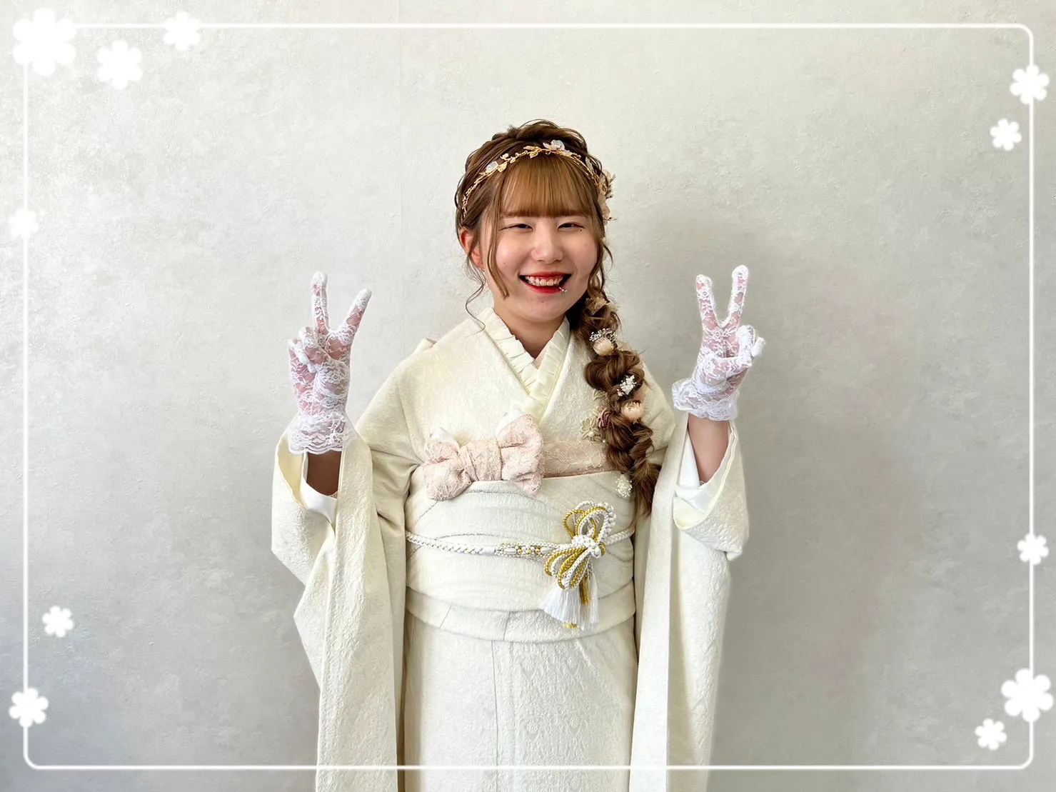 振袖レンタル　奈良　橿原　かわいい　おしゃれ　ガーリー　ふわふわ　ホワイト