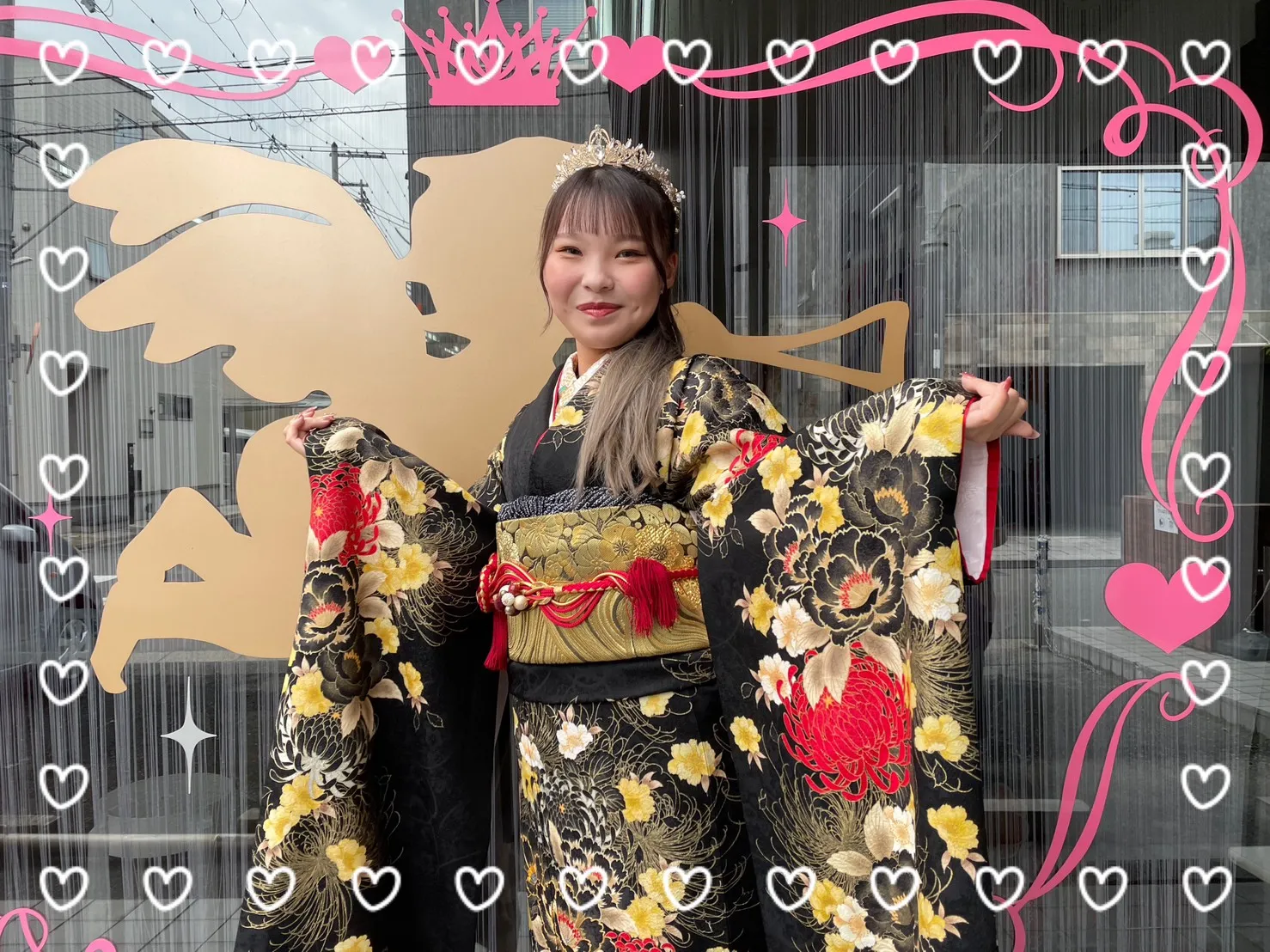 振袖　レンタル　奈良　黄色　赤色　黒色　かっこいい