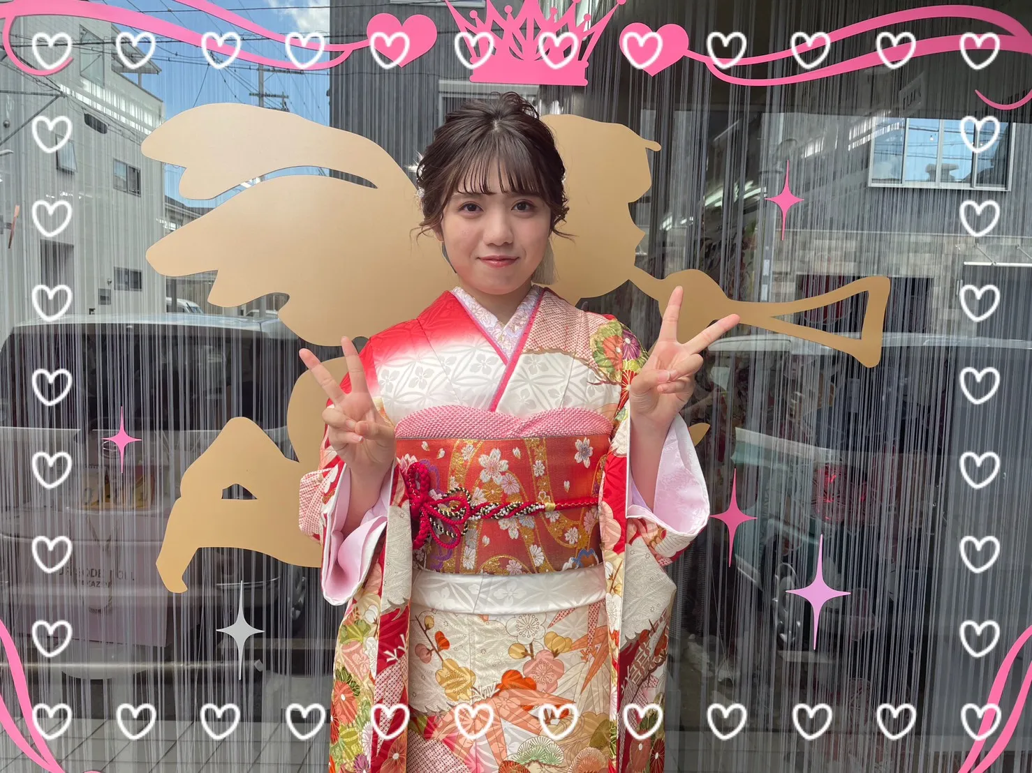振袖　レンタル　奈良　おしゃれ　かわいい　白　赤　古典柄　前撮り撮影会