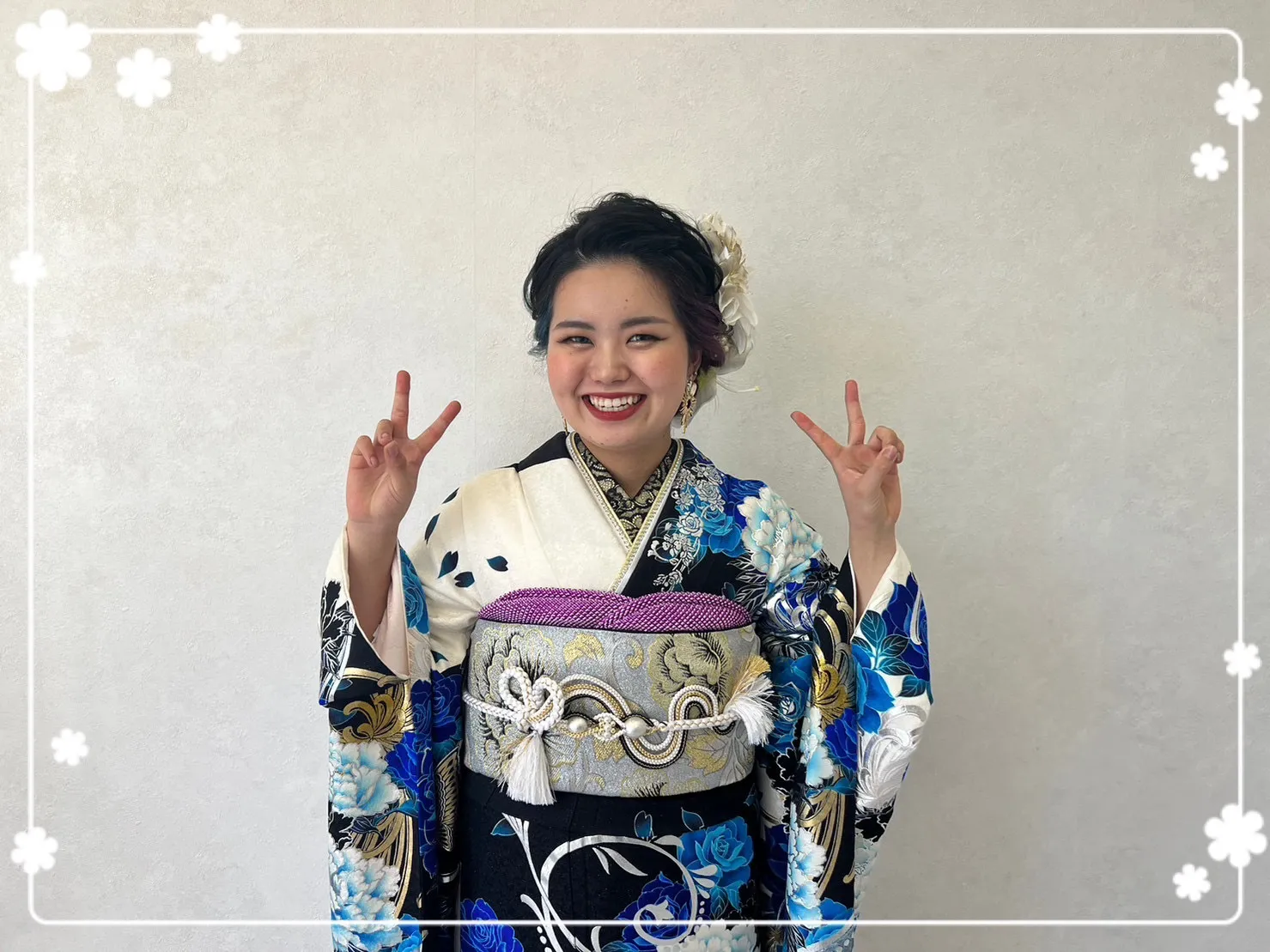 振袖レンタル　奈良　橿原　かわいい　おしゃれ　個性派　かっこいい　モード系　ブルー