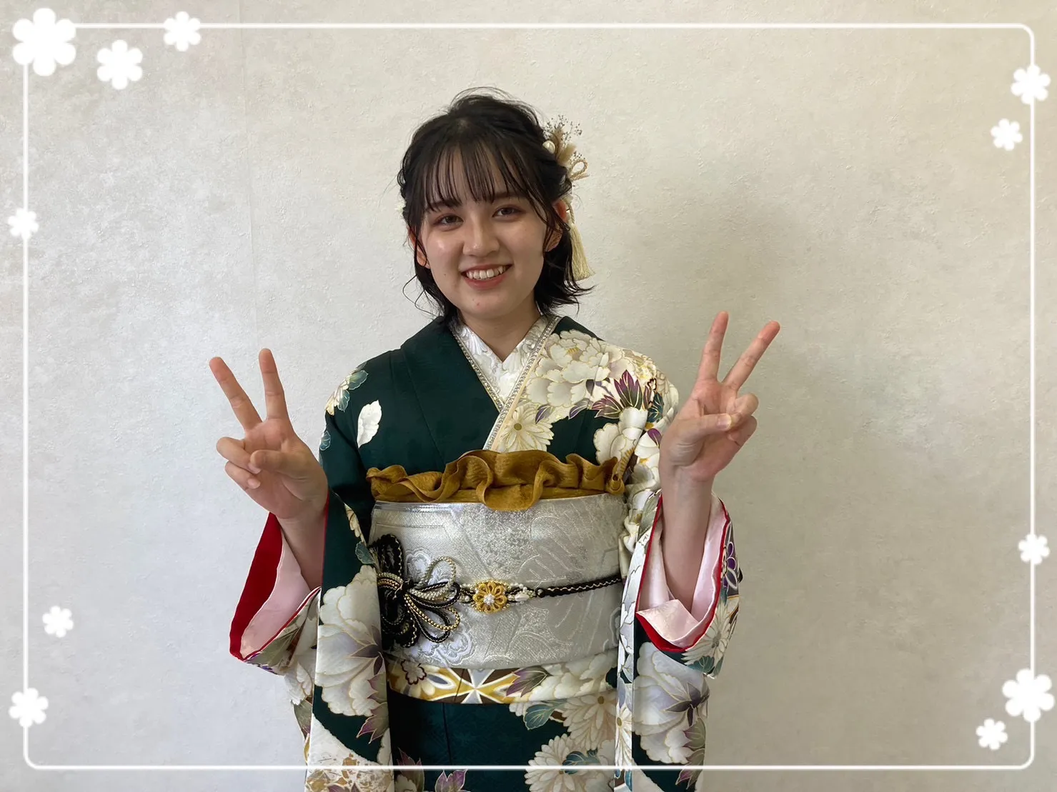 振袖レンタル　奈良　橿原　かわいい　古典　グリーン　上品　綺麗