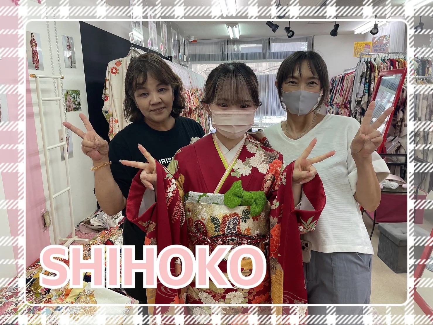 ママ振袖　奈良　前撮り撮影会　かわいい　赤　古典