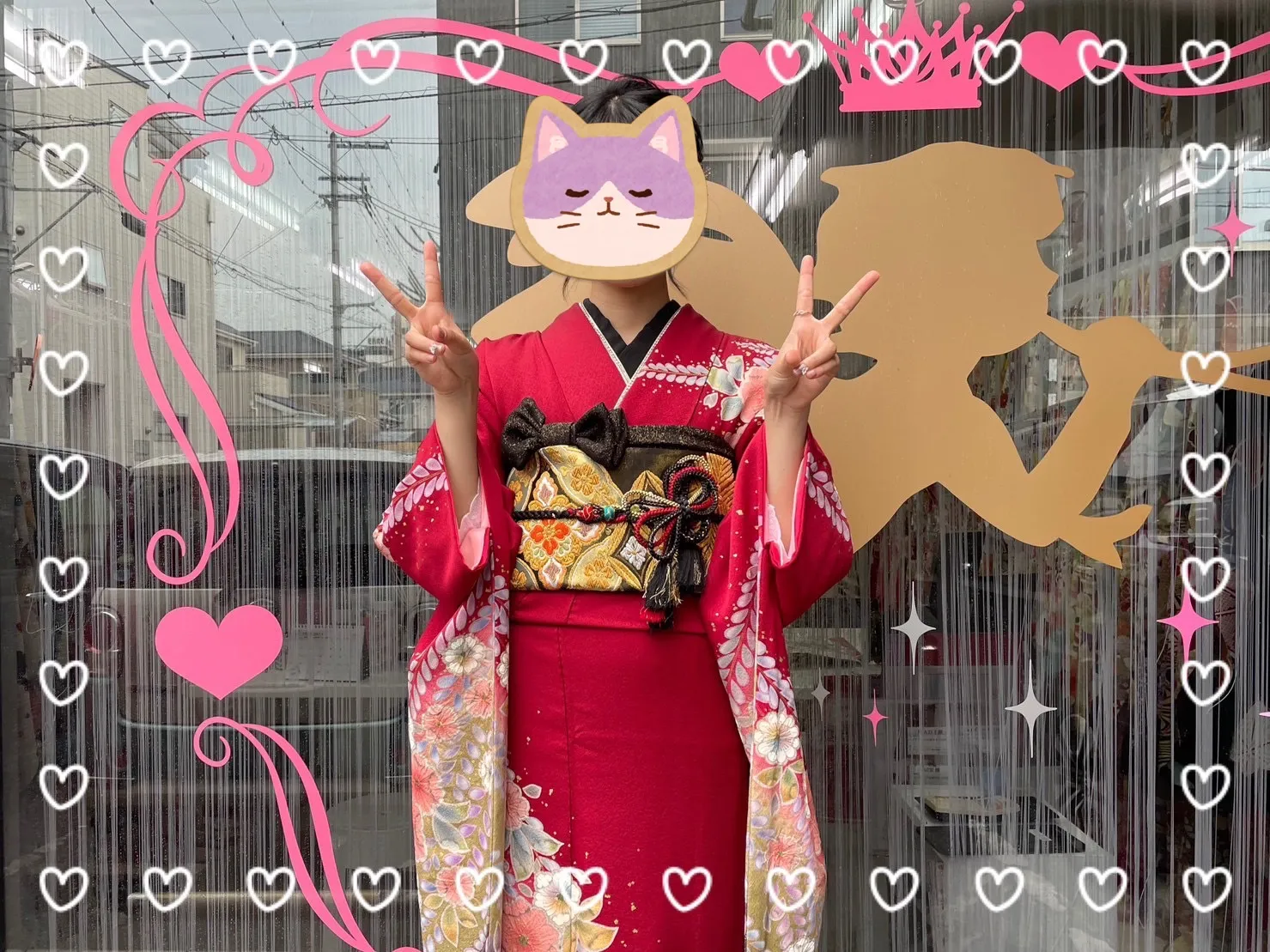 ママ振袖　奈良　前撮り撮影会　かわいい　赤　古典