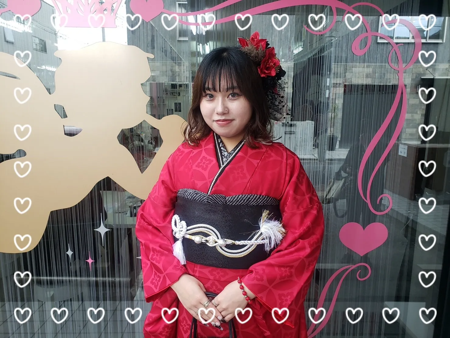 振袖　レンタル　奈良　前撮り撮影会　かわいい　赤　古典　おしゃれ　前撮り撮影会　かわいい　