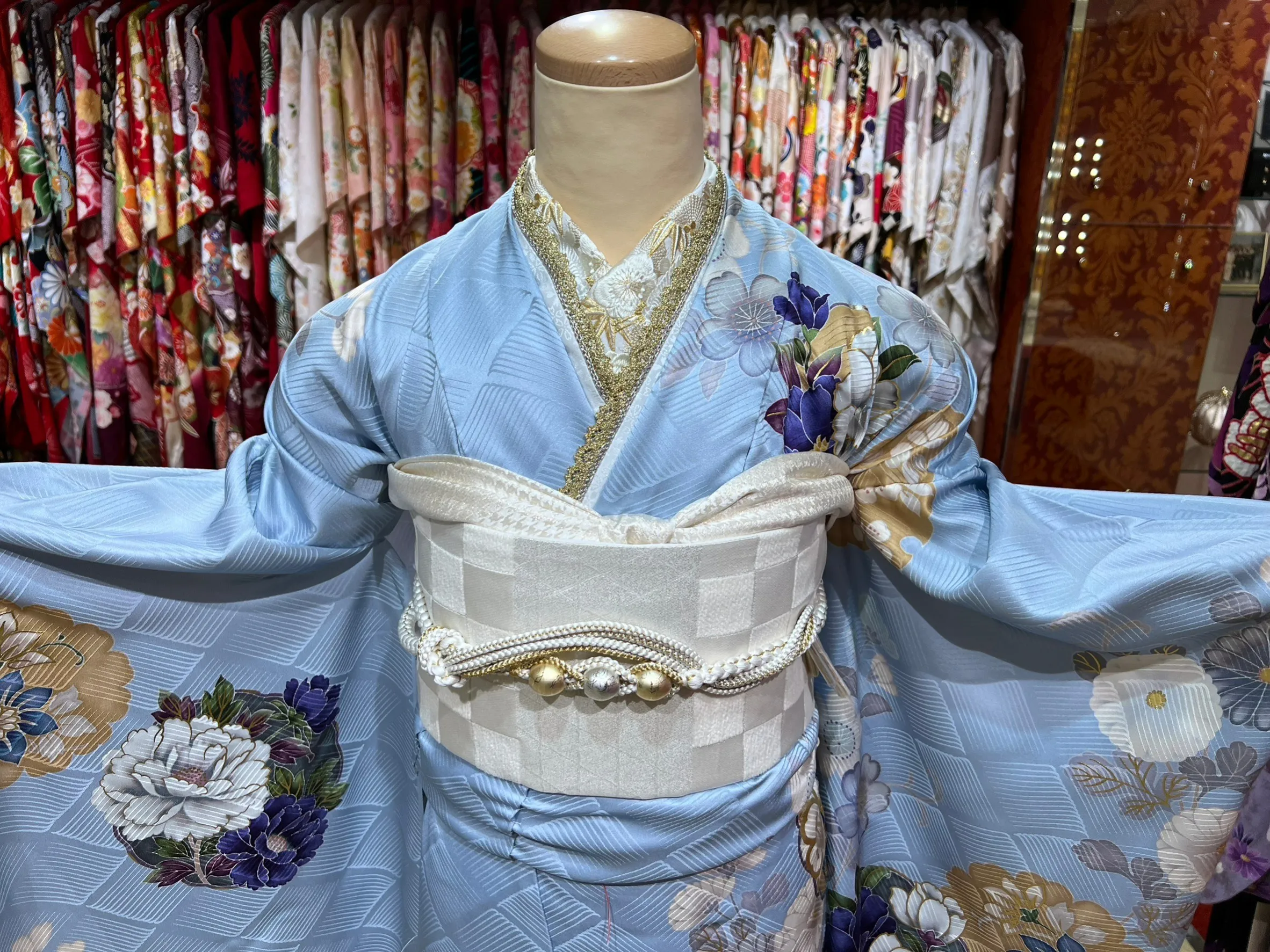 振袖　レンタル　水色
