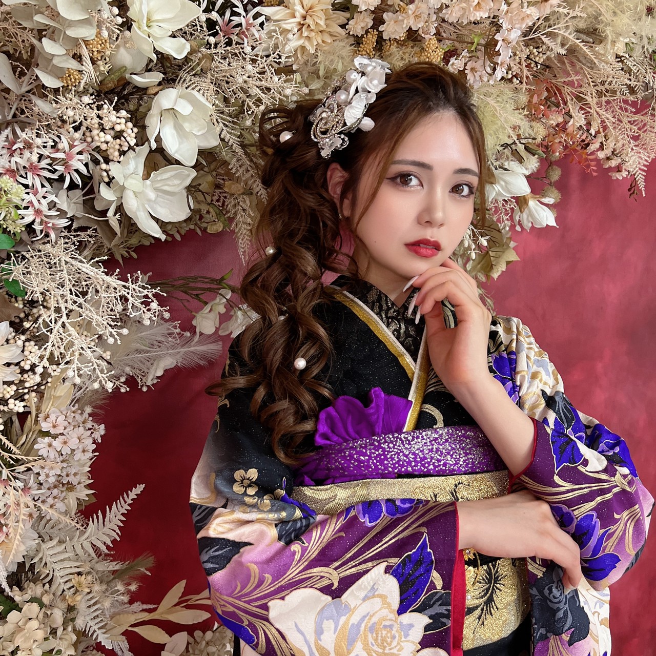 成人式　振袖　前撮り　卒業式　袴　髪飾り　ヘアアレンジ　ヘアメイク
