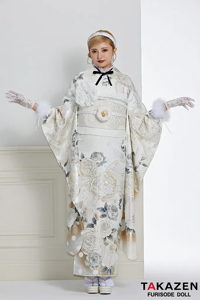 成人式　レンタル　振袖　可愛い　今どき　淡い色　CHANEL　オリジナル　人と被らない　オシャレ　ホワイト　白