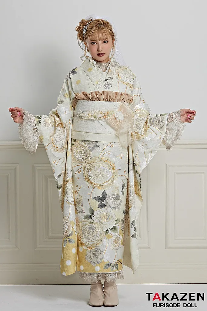 成人式　レンタル　振袖　可愛い　今どき　淡い色　CHANEL　オリジナル　人と被らない　オシャレ　黄色　イエロー