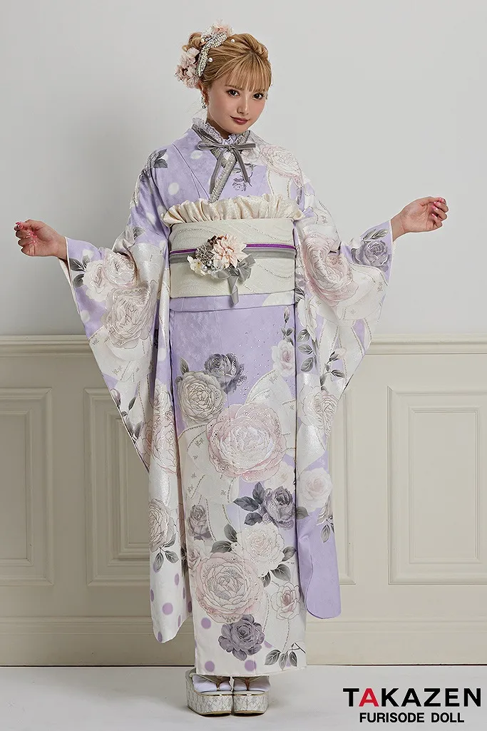 成人式　レンタル　振袖　可愛い　今どき　淡い色　CHANEL　オリジナル　人と被らない　オシャレ　紫　パープル