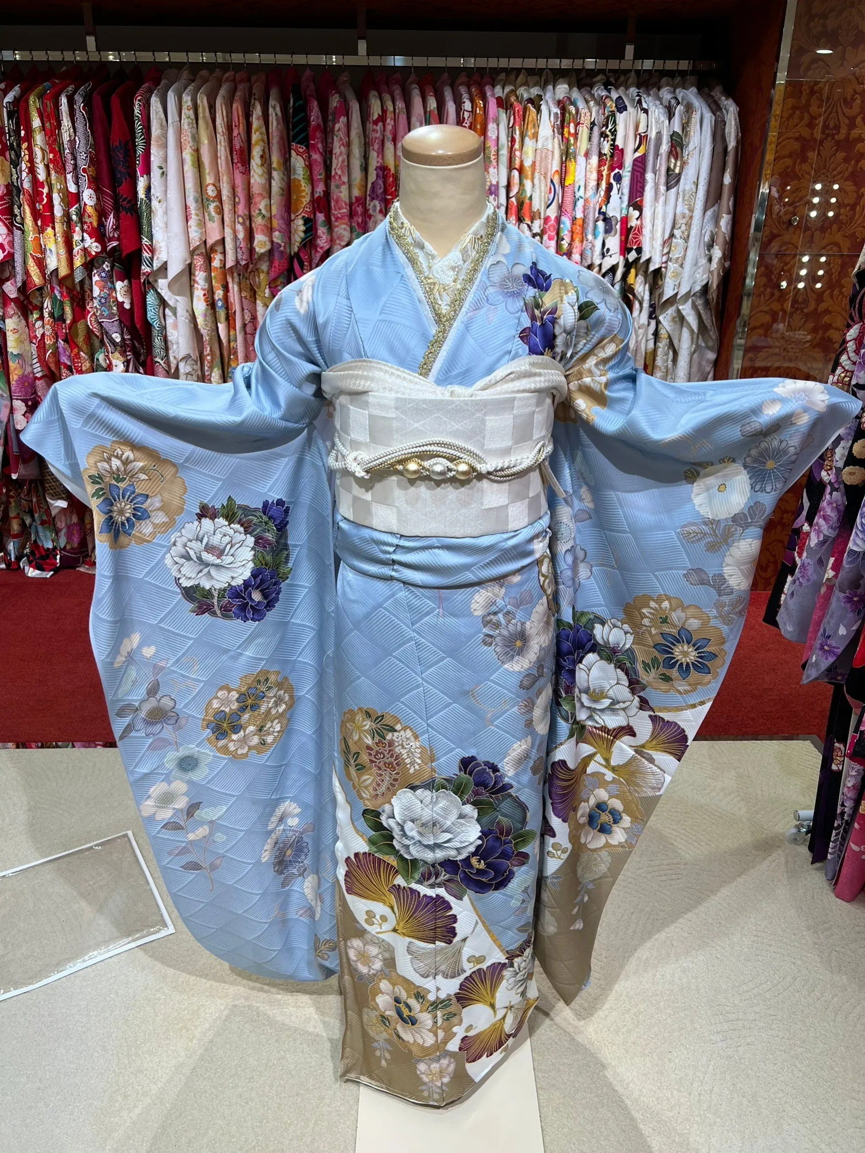 振袖　レンタル　水色