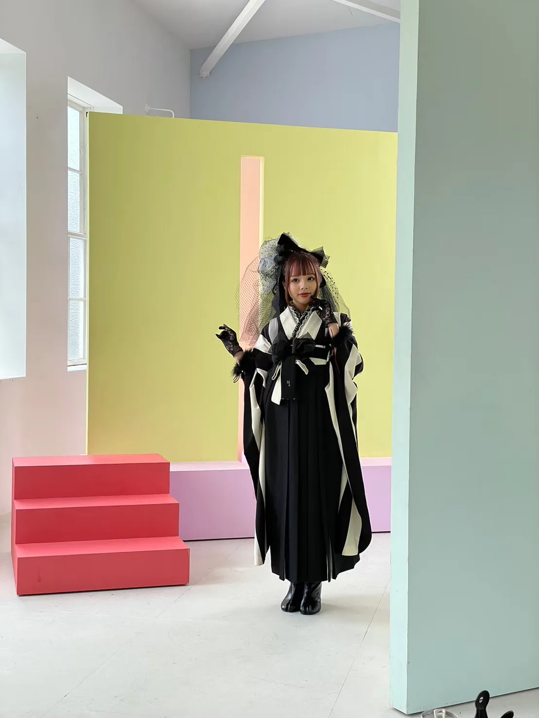 振袖　キュート　かわいい　レトロ　クリーム　個性的　あいさ
