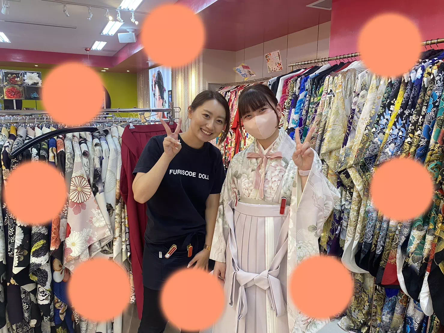 TAKAZEN神戸店　前撮り撮影会　卒業式　袴　古典　イマドキ　カワイイ　コディネート　くすみ　ピンク　リボン