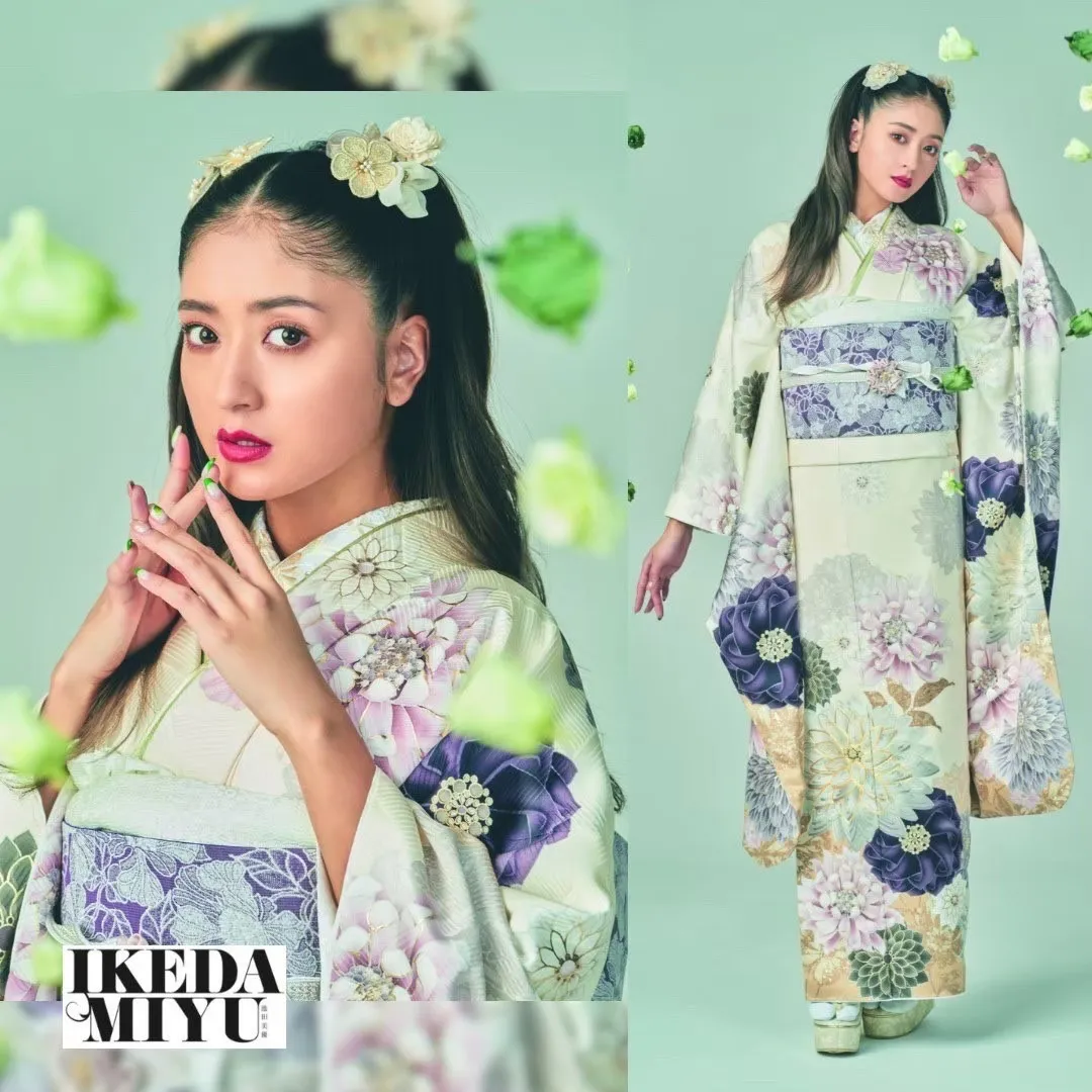 振袖　レンタル　池田美優　みちょぱ　新作　イマドキ　かわいい　オシャレ　被らない　個性的　くすみカラー　渋い　シンプル