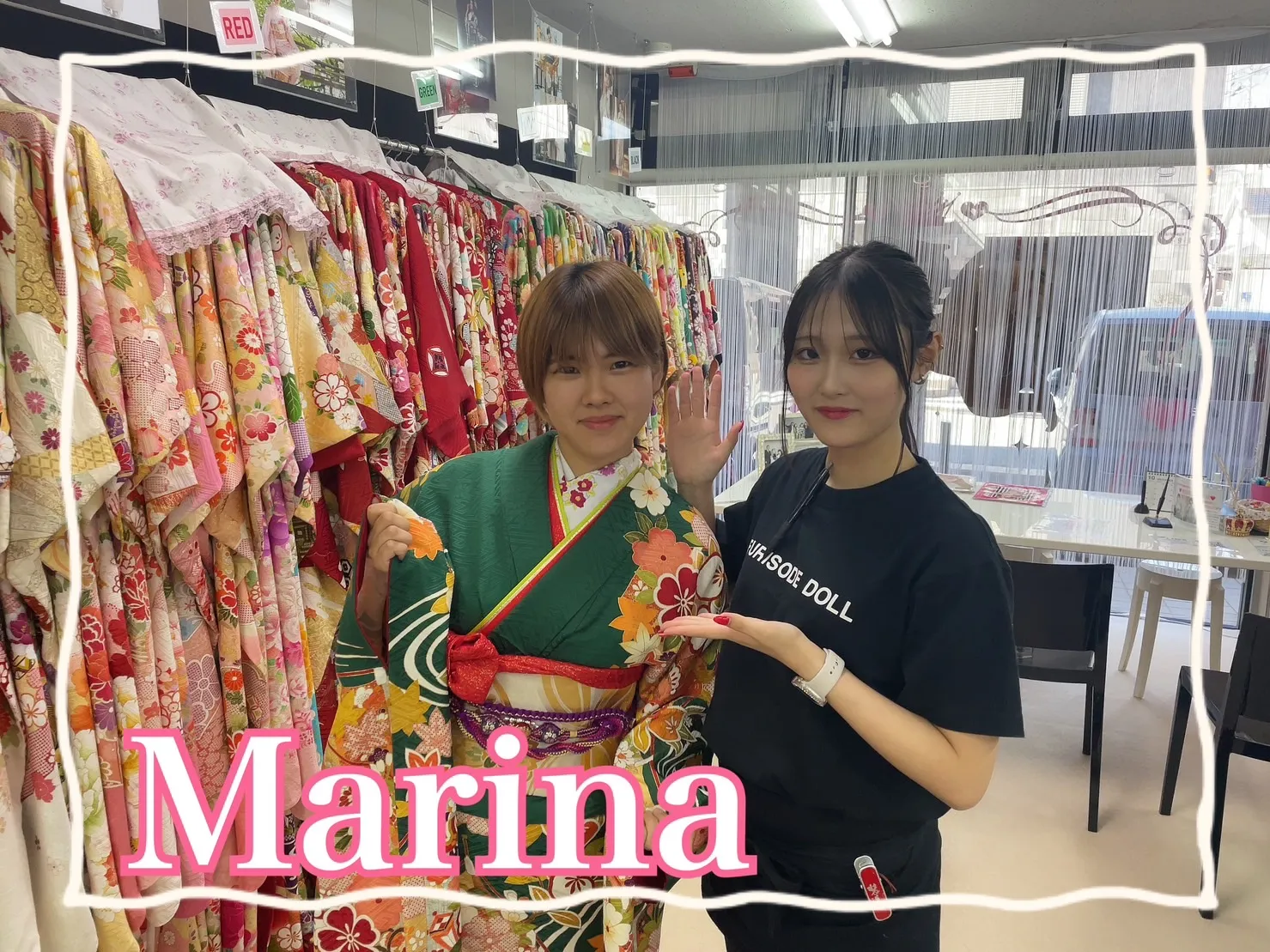 振袖　レンタル　奈良　前撮り撮影会　かわいい　緑色　古典