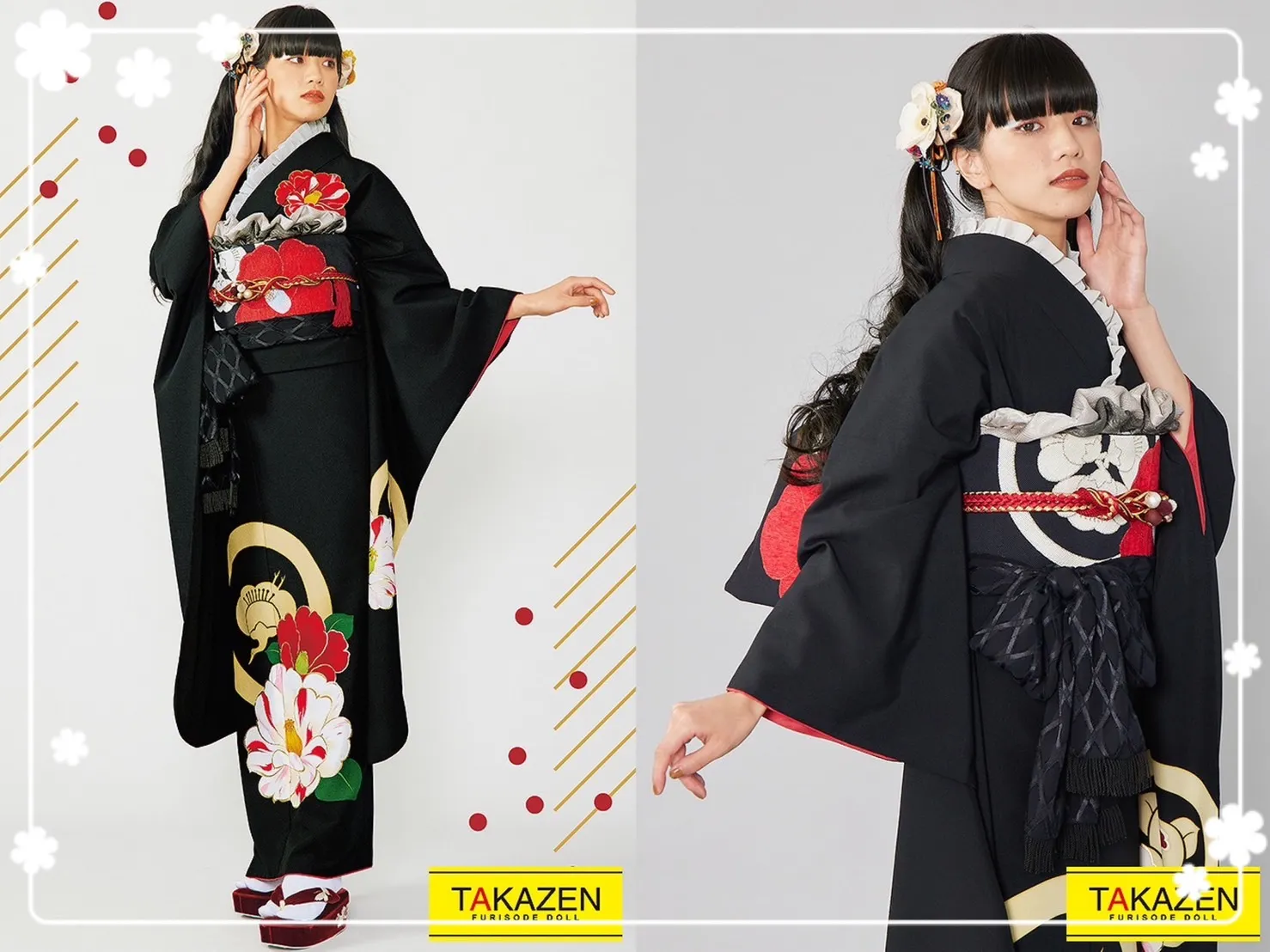 振袖　レンタル　奈良　前撮り撮影会　かわいい　レトロ　黒　オシャレ