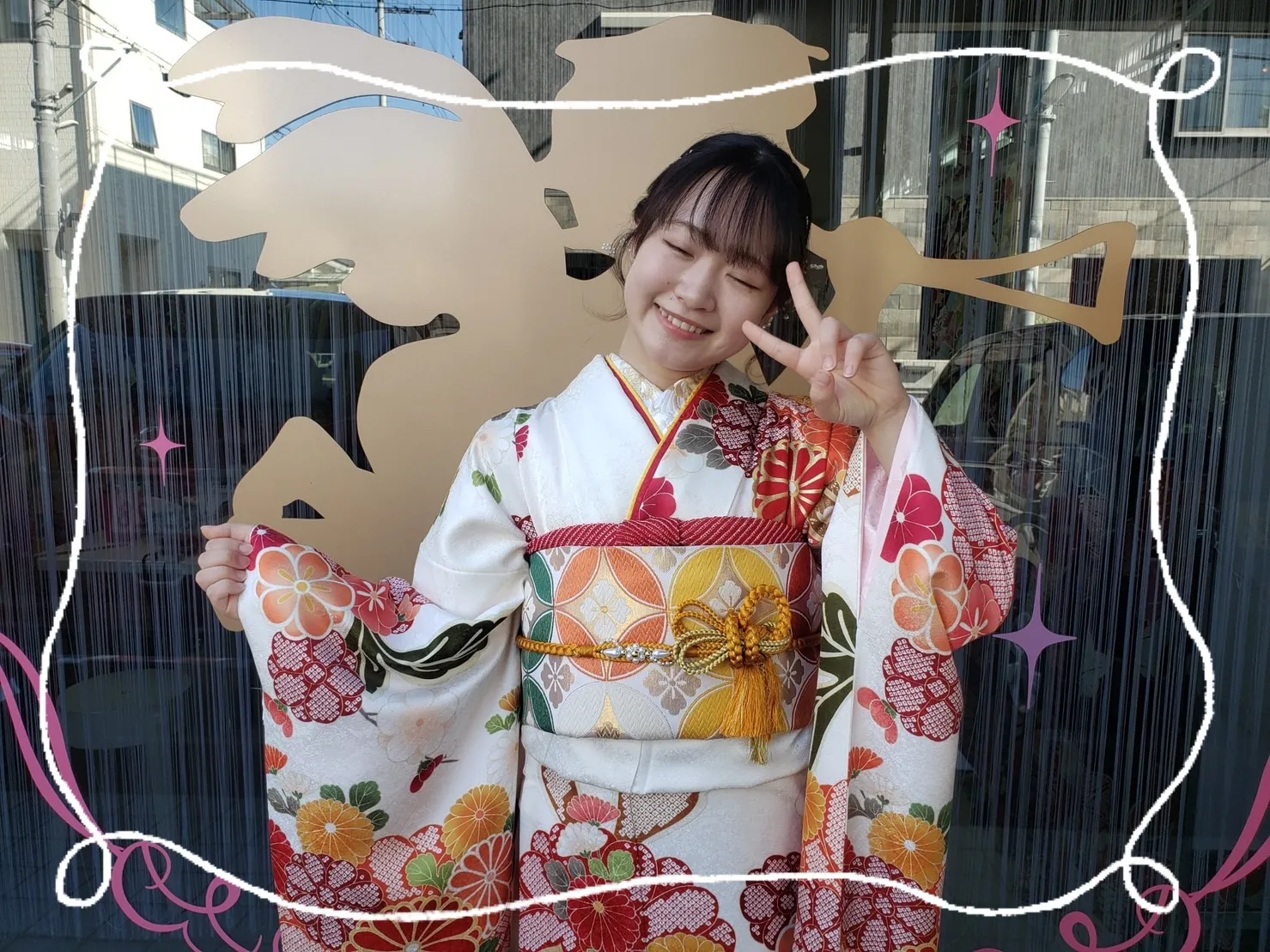振袖レンタル奈良　カッコイイ　おしゃれ　古典　カラフル