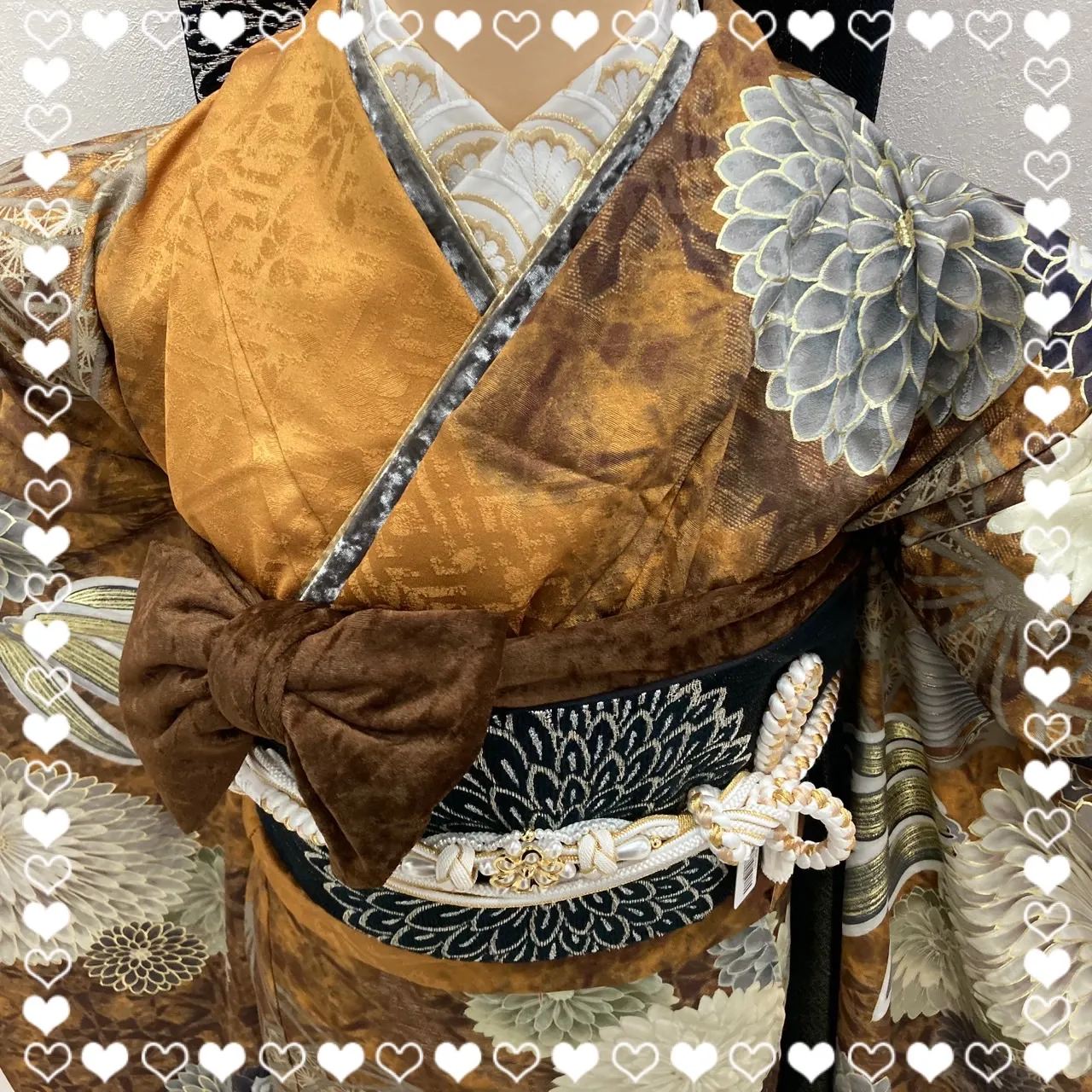 【TAKAZEN橿原店】30日♡九重×中村里砂ちゃんがモデルの大人可愛いからし色お振袖♡