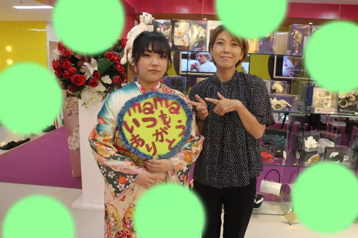 TAKAZEN神戸三宮店　前撮り撮影会　イマドキ　カワイイ　コディネート　振袖　レンタル　袴　　白　緑　古典　王道