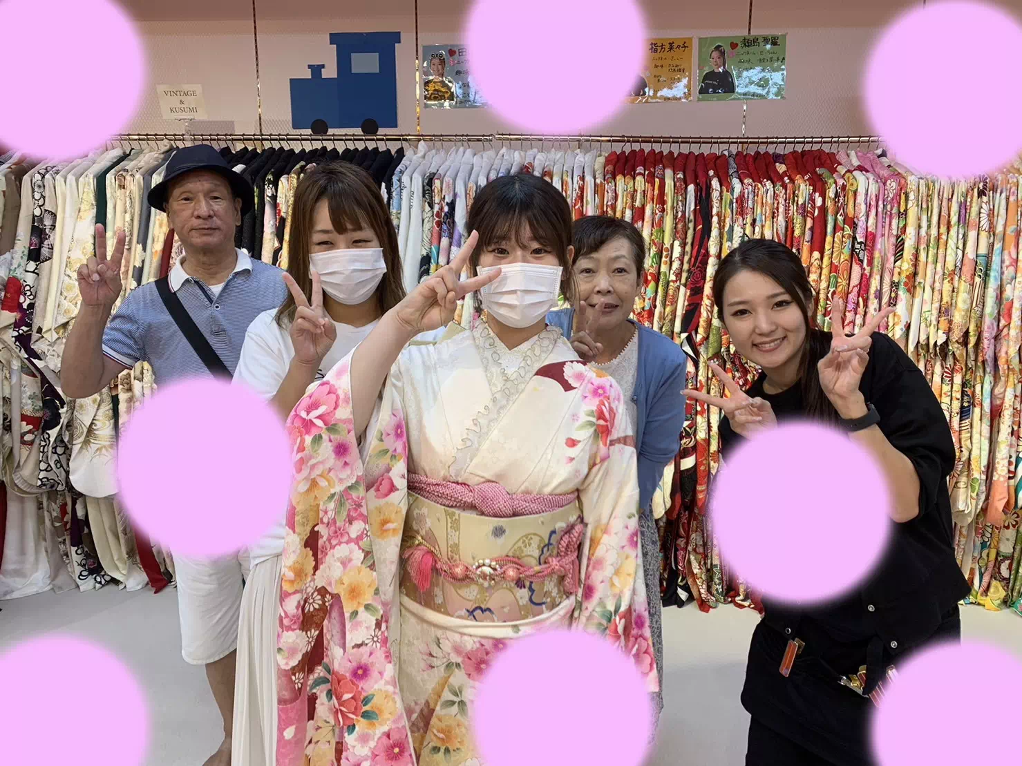 【TAKAZEN神戸三宮店】23日♡　レースを付けてイマドキに♪白×ピンクの正統派古典柄の可愛いお振袖の姫ちゃん♡
