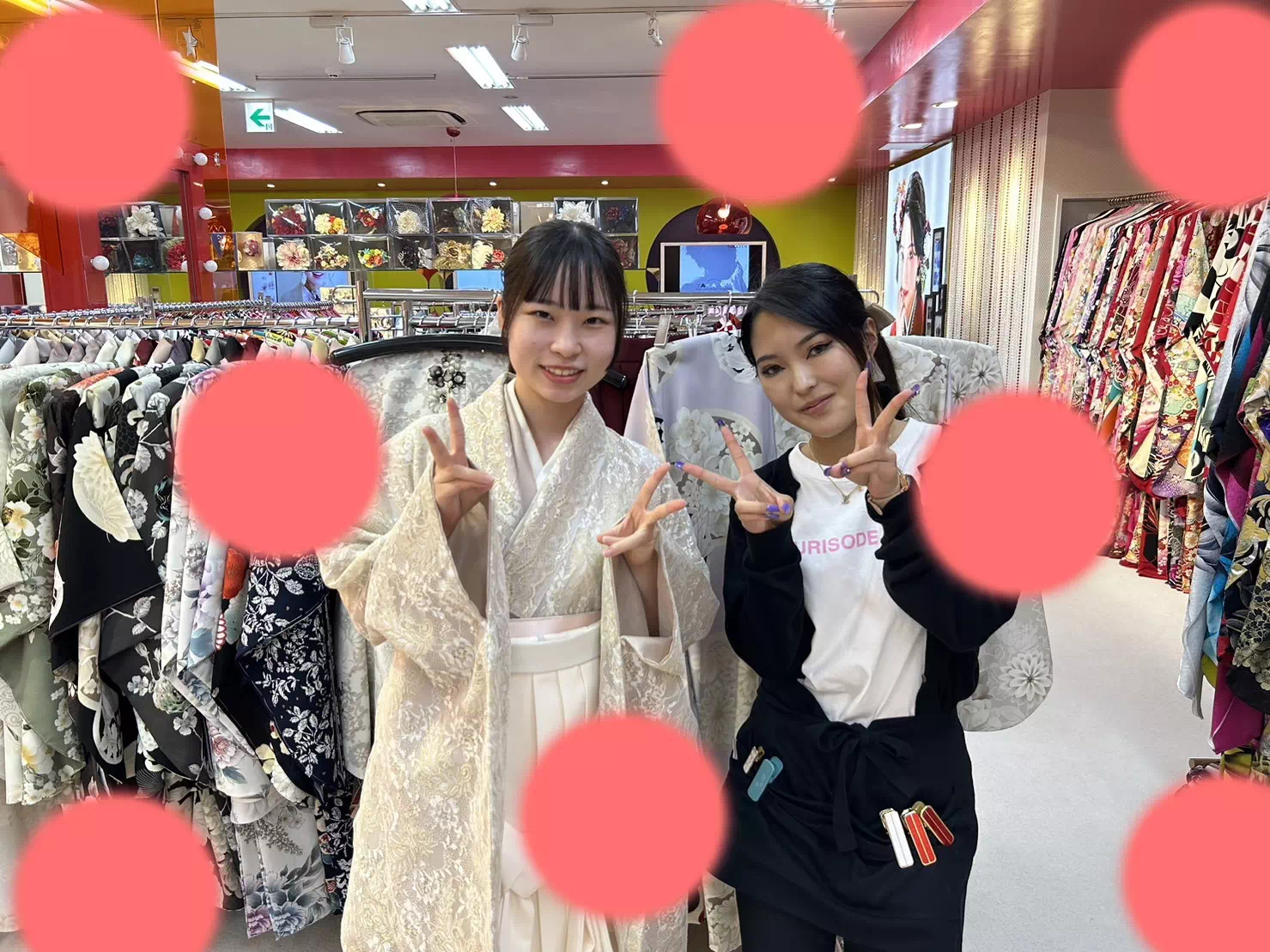 TAKAZEN神戸店　卒業式　袴レンタル　イマドキ　レース　カワイイ　ベージュ
