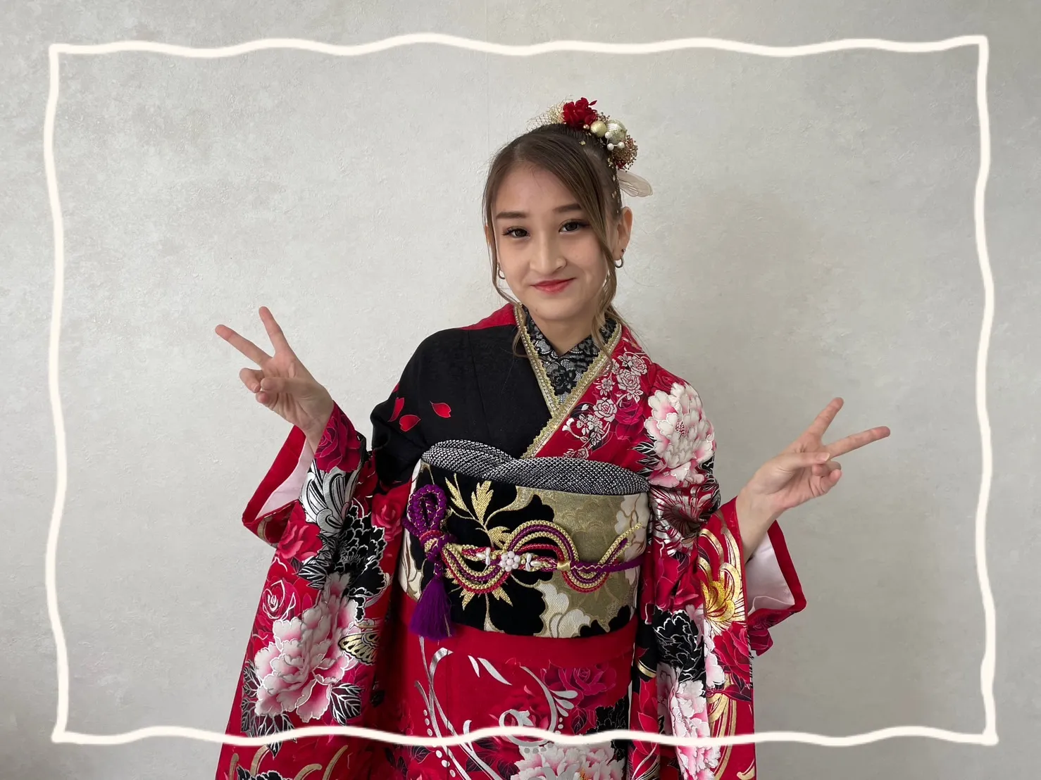 振袖レンタル　奈良　橿原　かわいい　おしゃれ　個性派　かわいい　かっこいい　赤