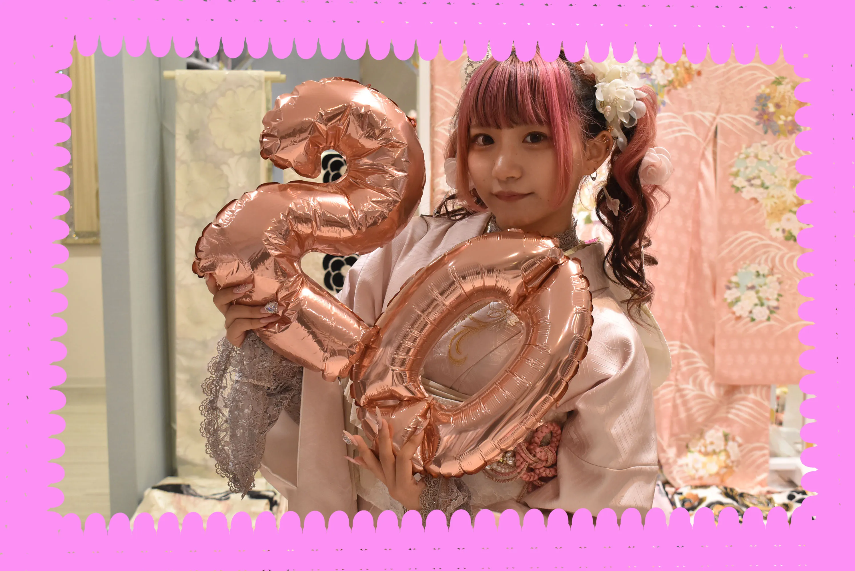 2023年　振袖　前撮り撮影会　TAKAZEN堺店　カワイイ　くすみ　ガーリー