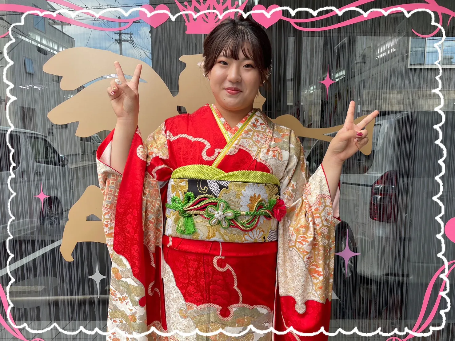 振袖　レンタル　奈良　前撮り撮影会　かわいい　赤　古典
