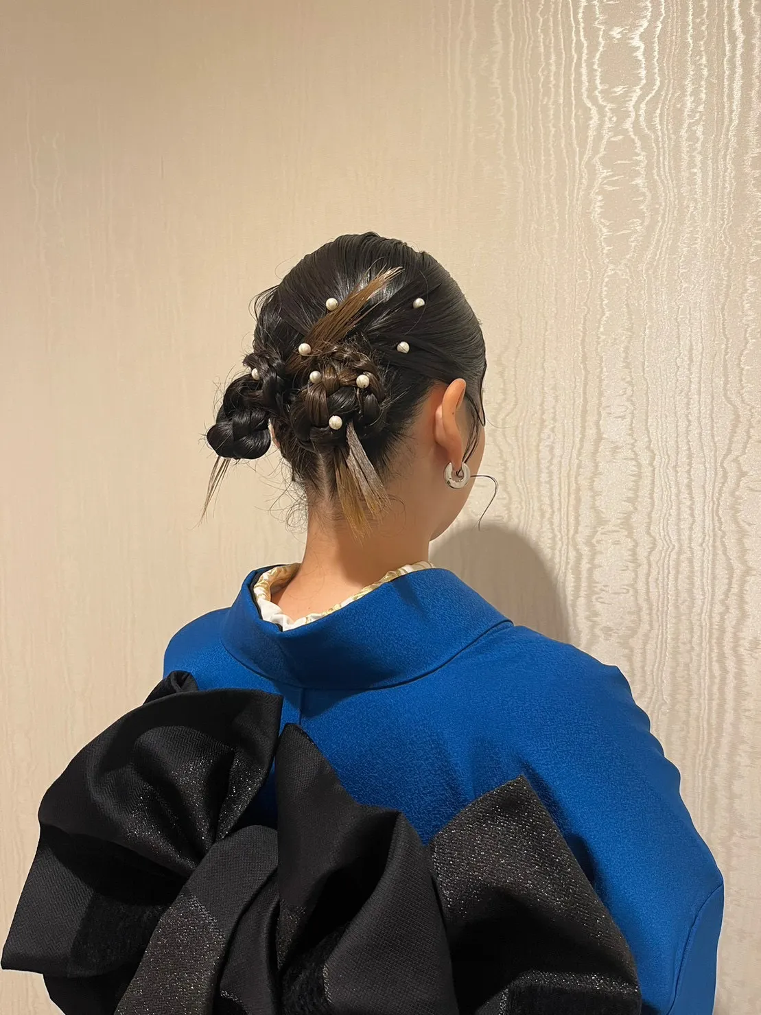 前撮り　ヘアアレンジ　個性派　かわいい　オシャレ　かっこいい　水引き　金箔　リボン　髪飾り　大阪　梅田