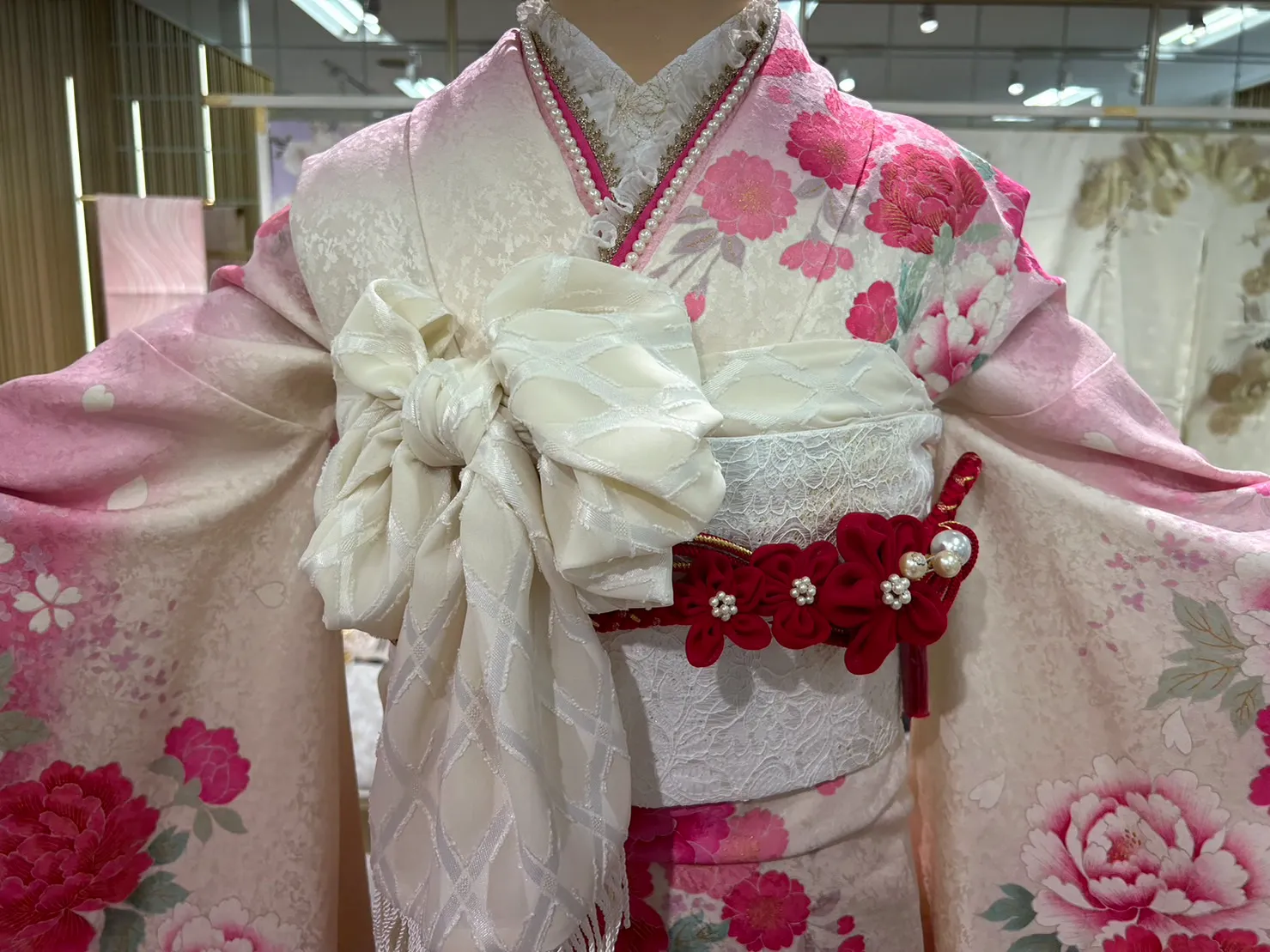 振袖　かわいい　ピンク　ガーリー　大阪　レンタル　難波　心斎橋