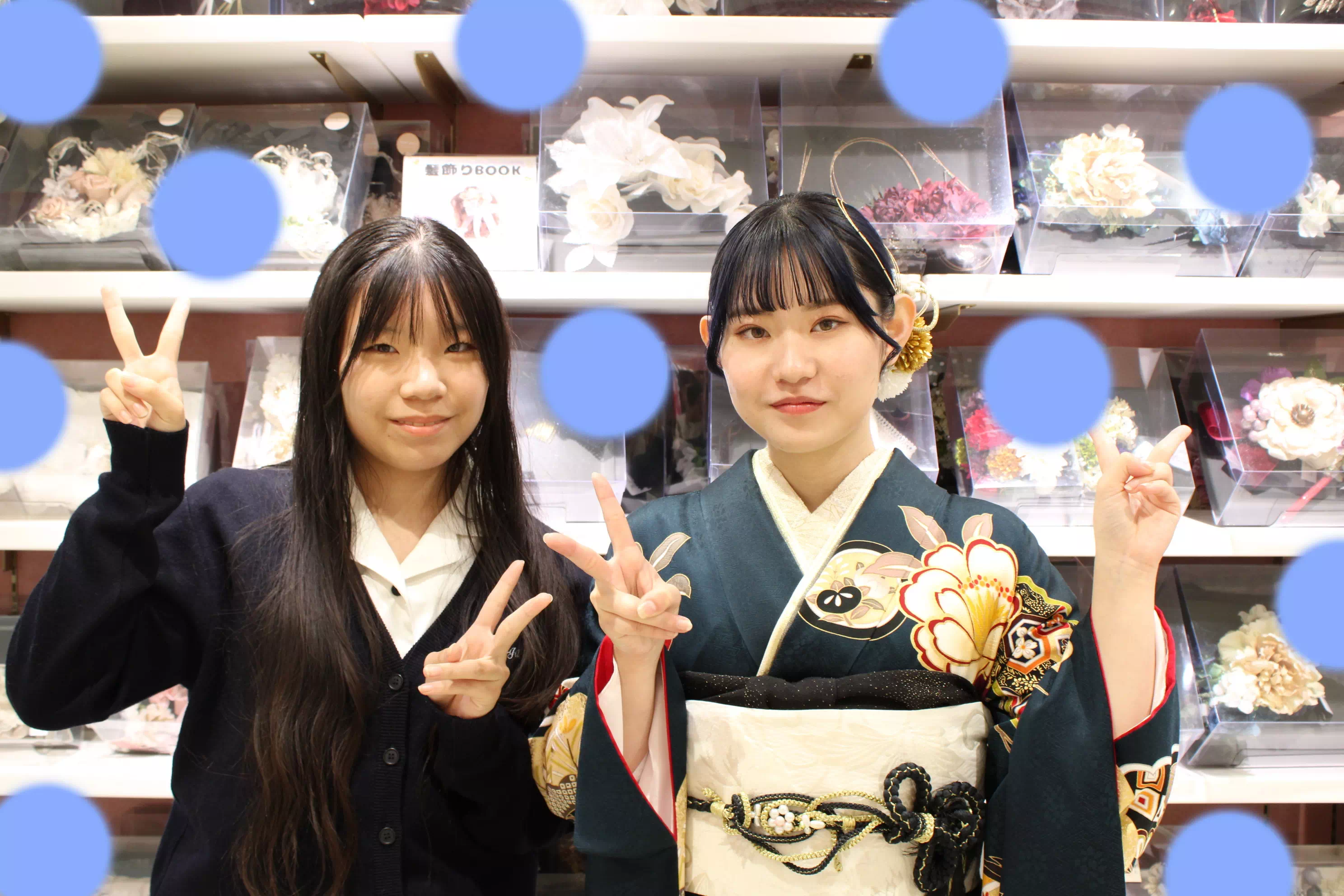 TAKAZEN姫路店　加古川市　高砂市　人気振袖　振袖レンタル　姫路市　成人式　卒業式　袴　振袖　イマドキ振袖　紺　きれいめ
